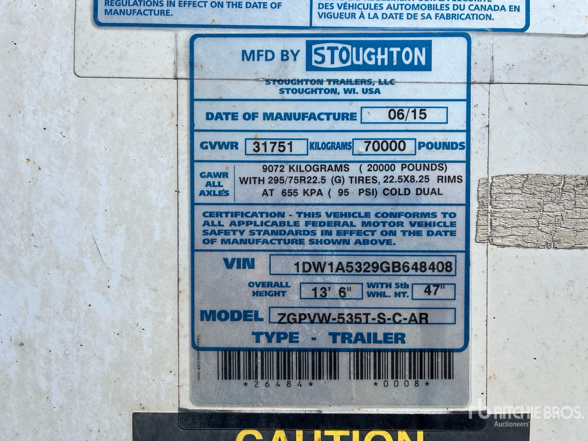 General Appearance with Serial Number / VIN