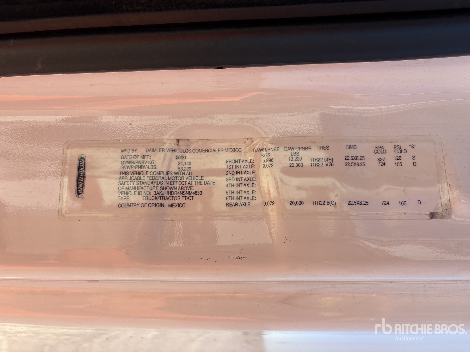 General Appearance with Serial Number / VIN