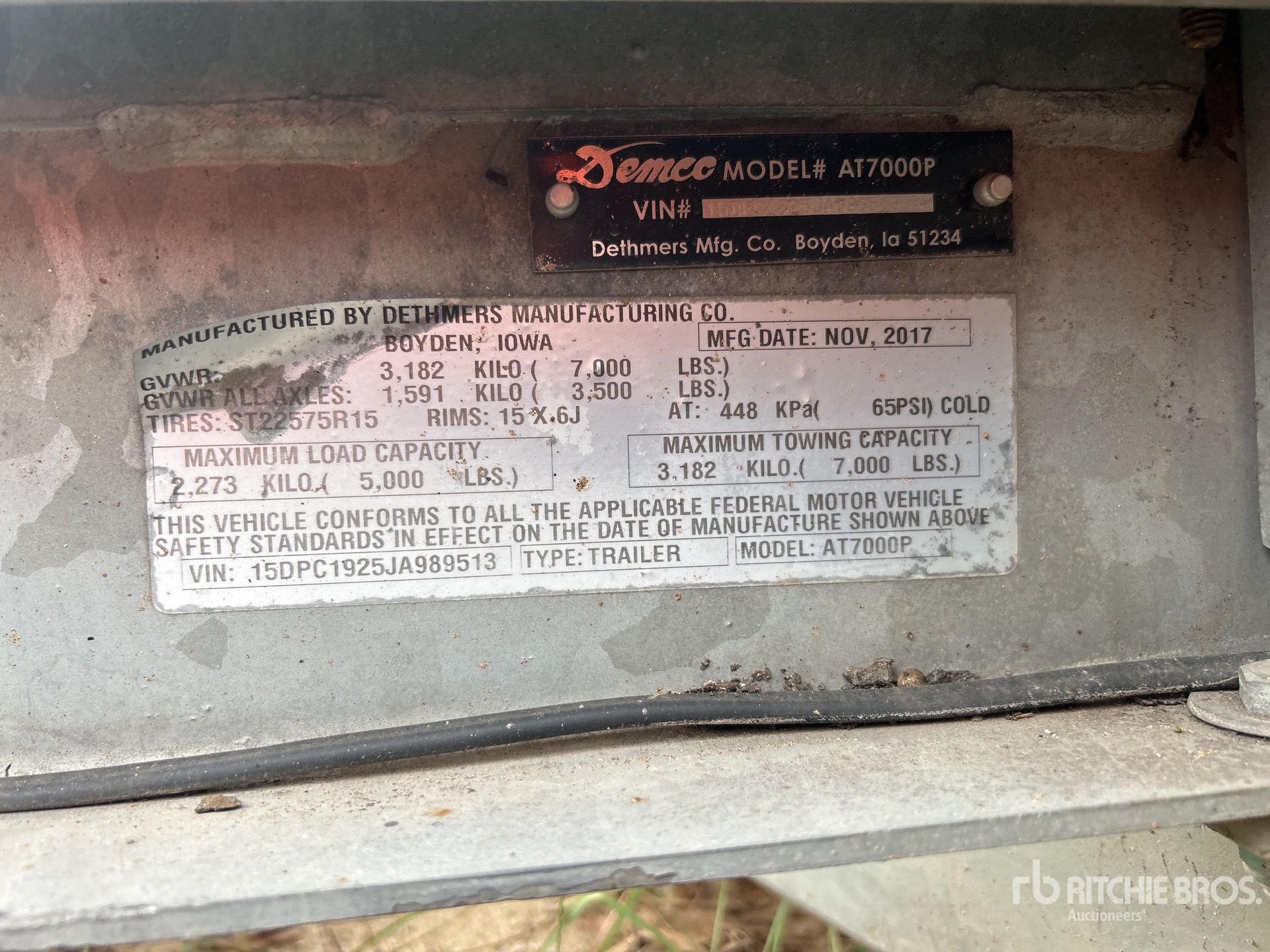 General Appearance with Serial Number / VIN