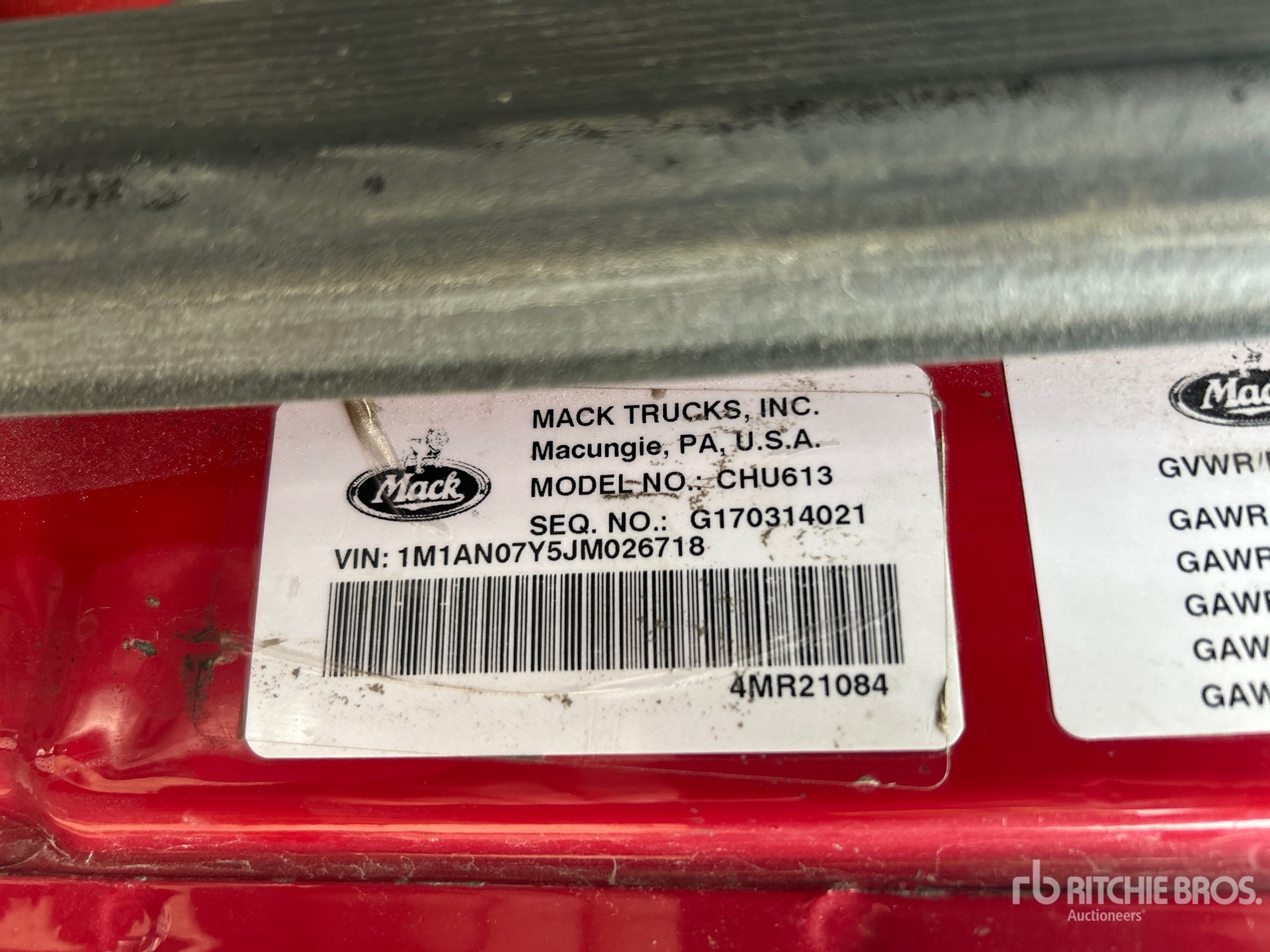 General Appearance with Serial Number / VIN