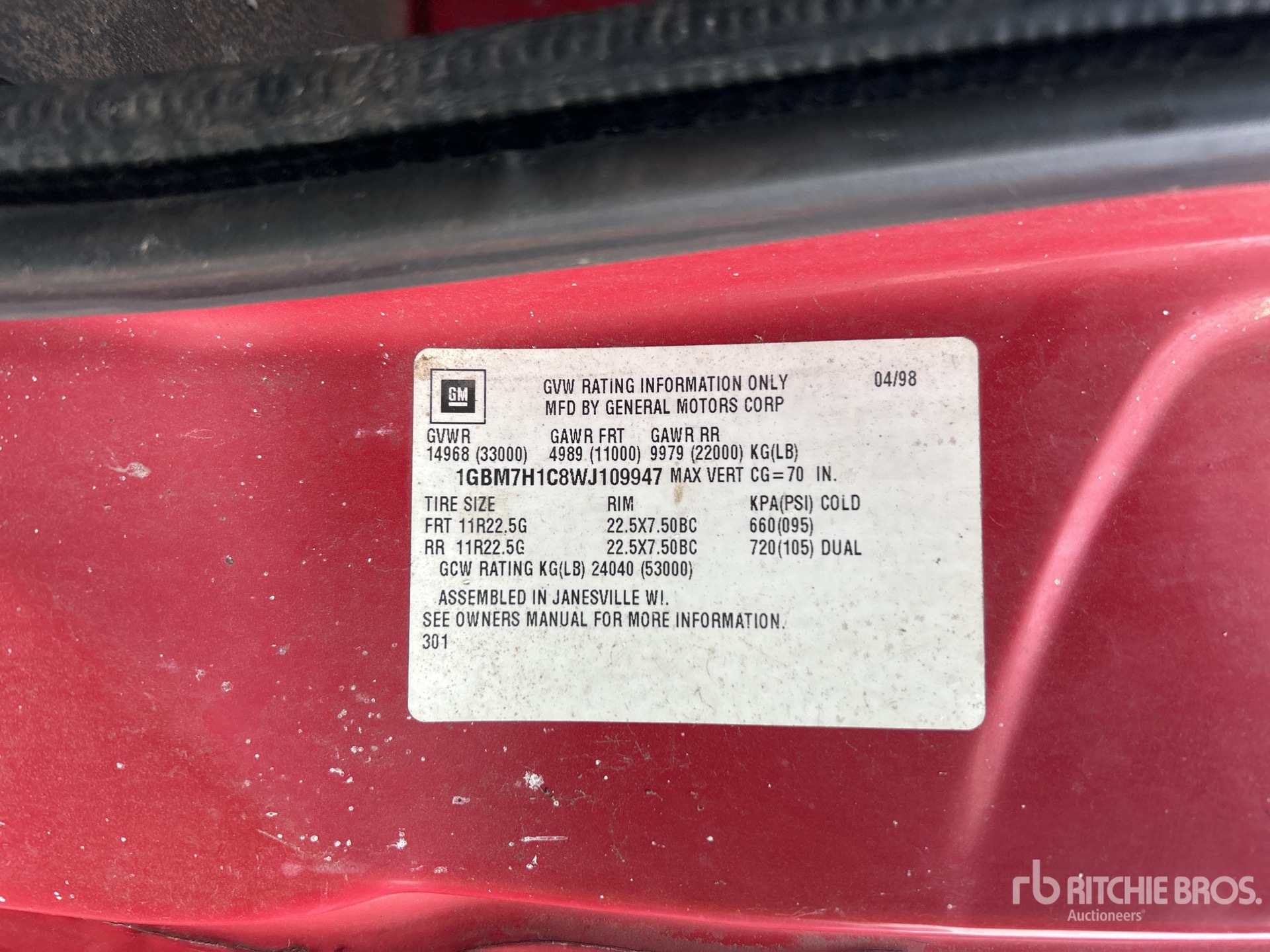 General Appearance with Serial Number / VIN