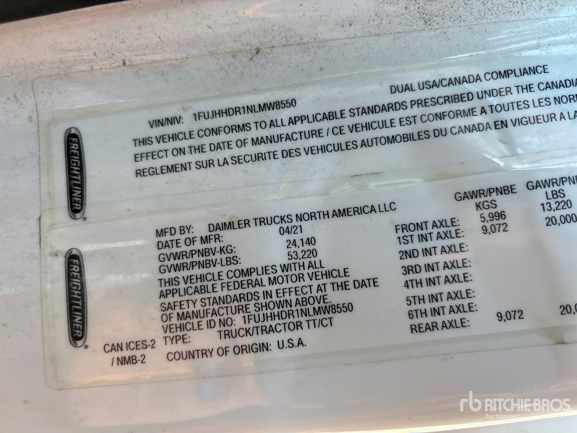 General Appearance with Serial Number / VIN