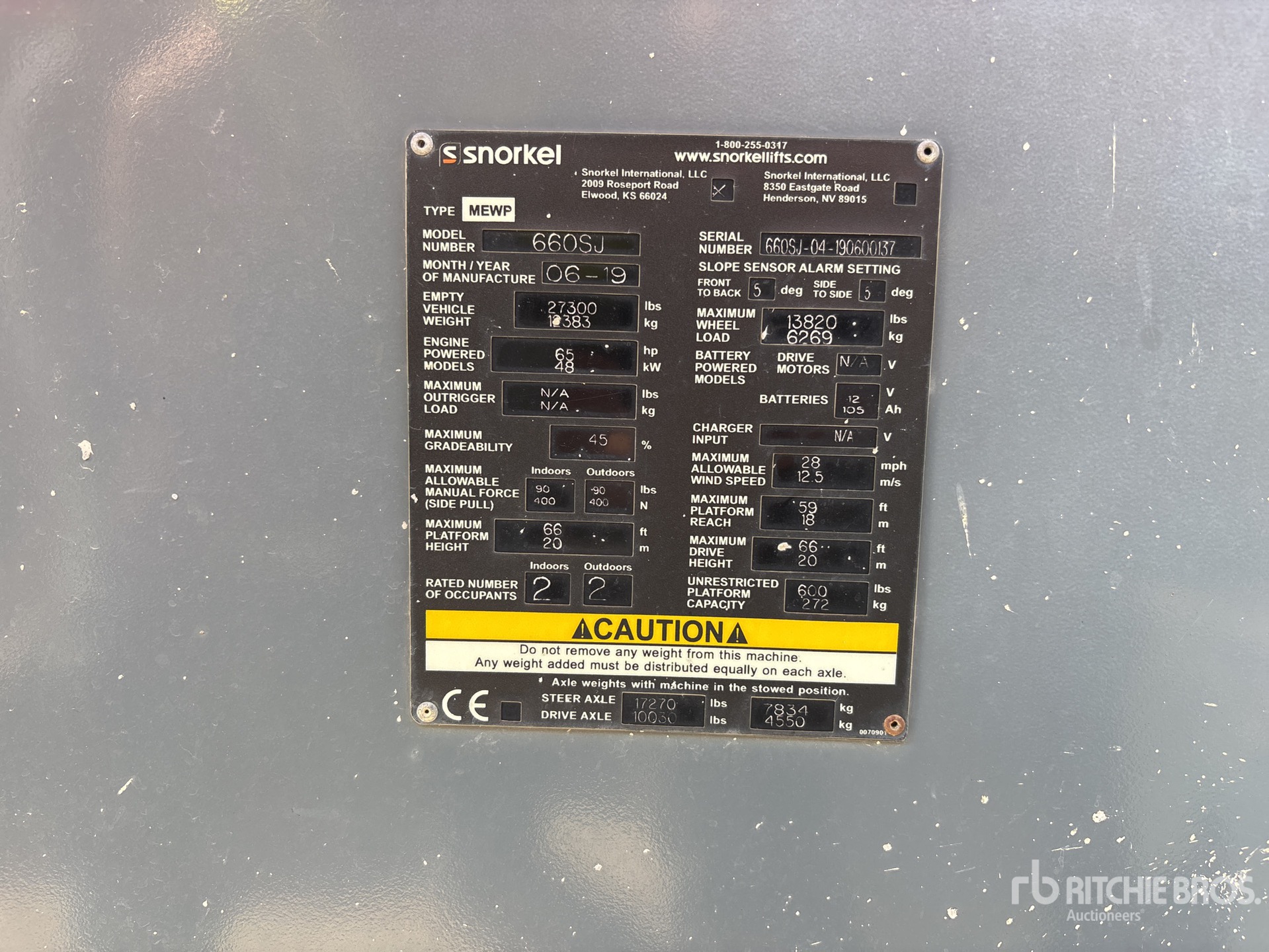 General Appearance with Serial Number / VIN