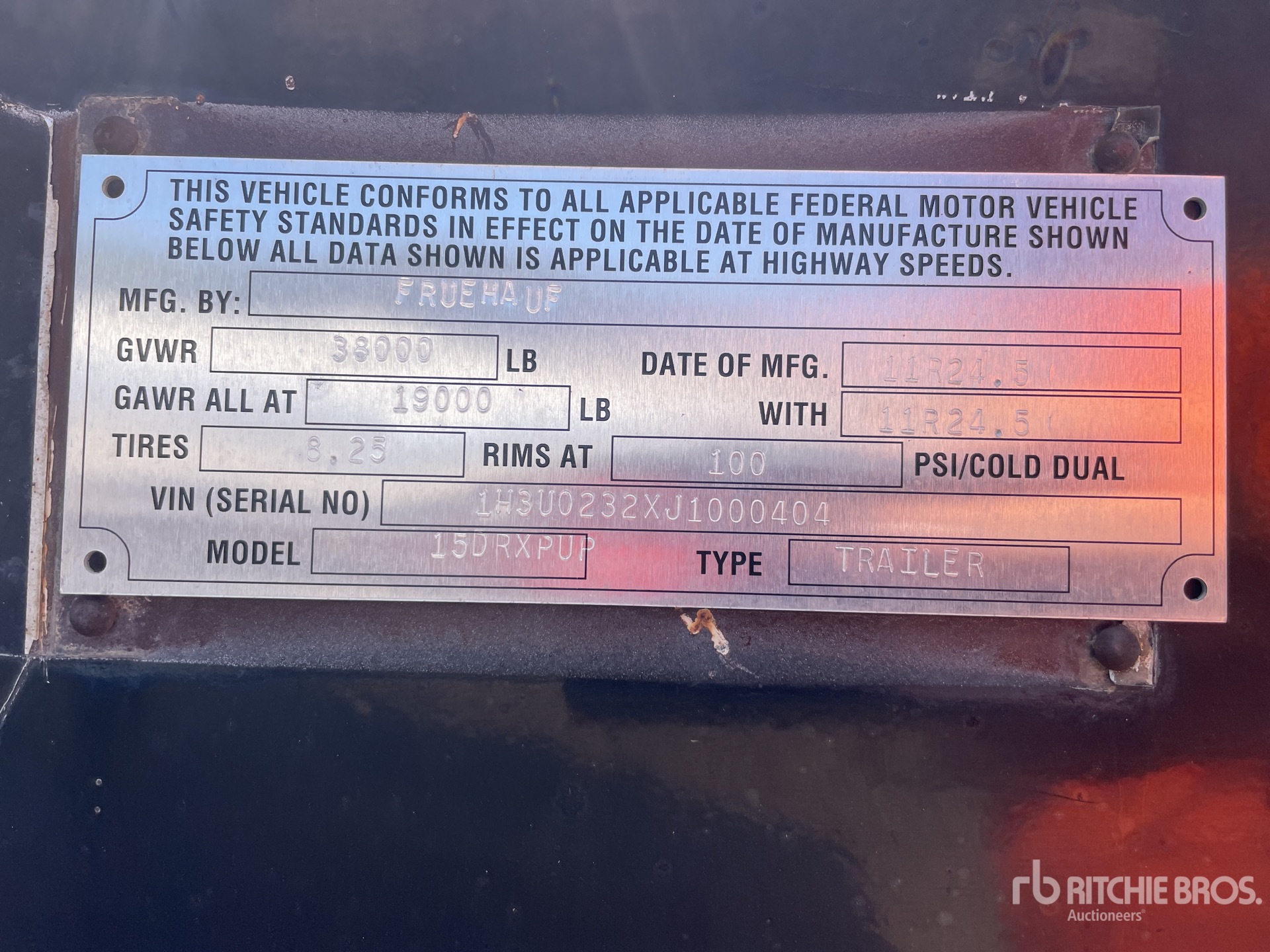 General Appearance with Serial Number / VIN