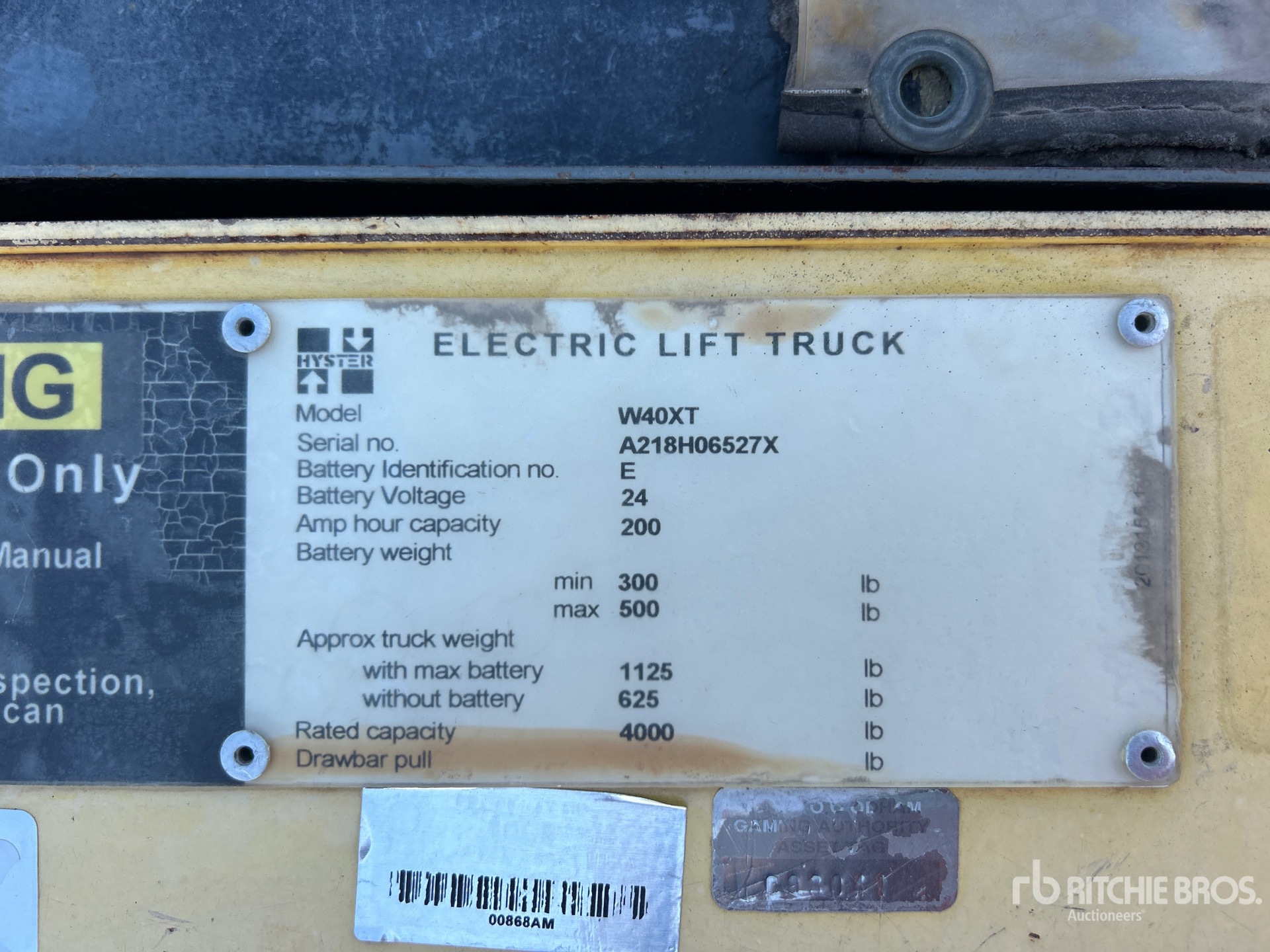 General Appearance with Serial Number / VIN