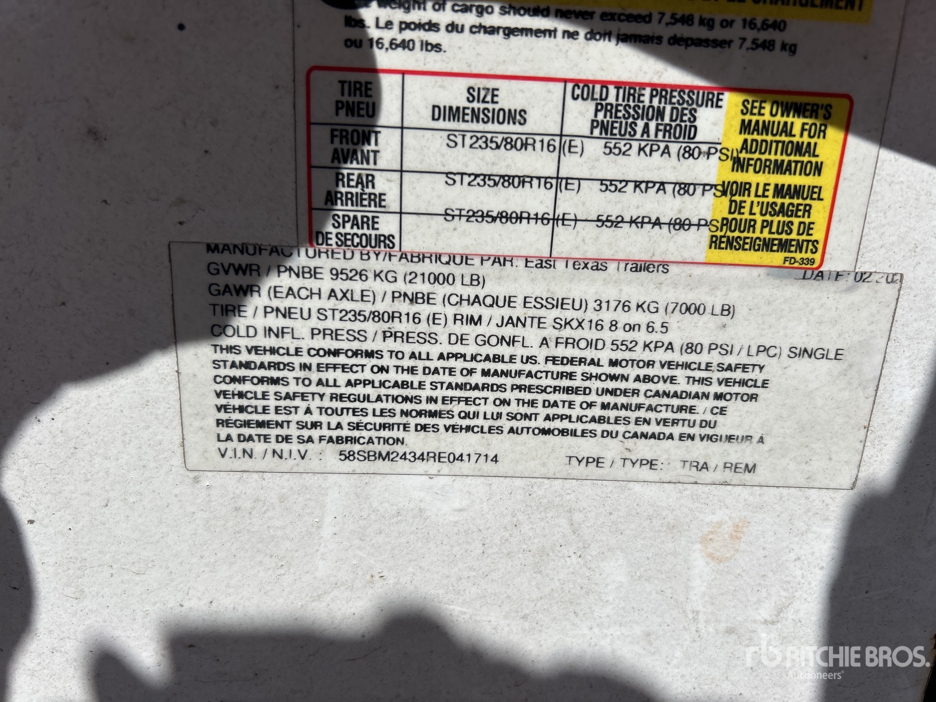 General Appearance with Serial Number / VIN