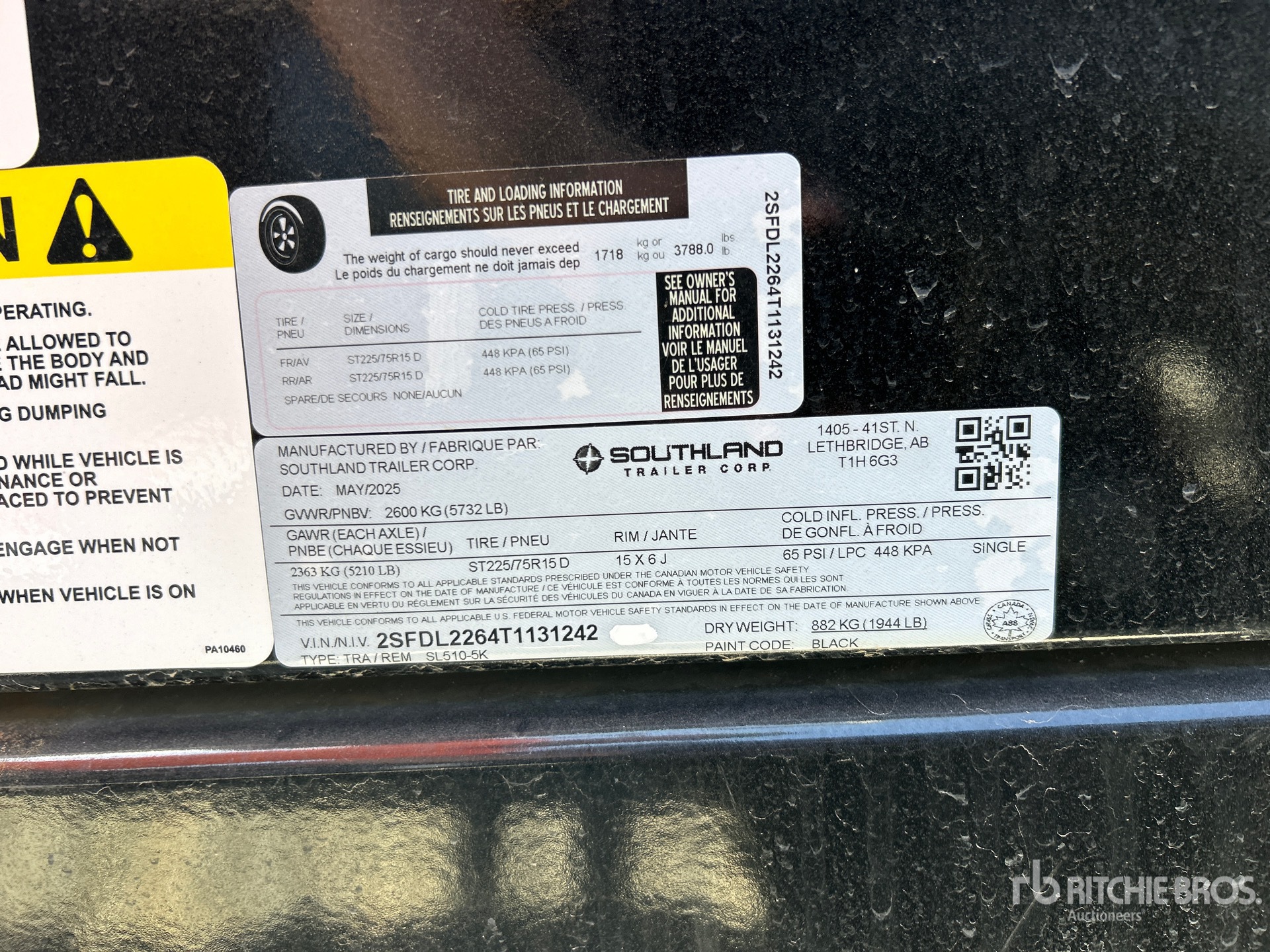 General Appearance with Serial Number / VIN