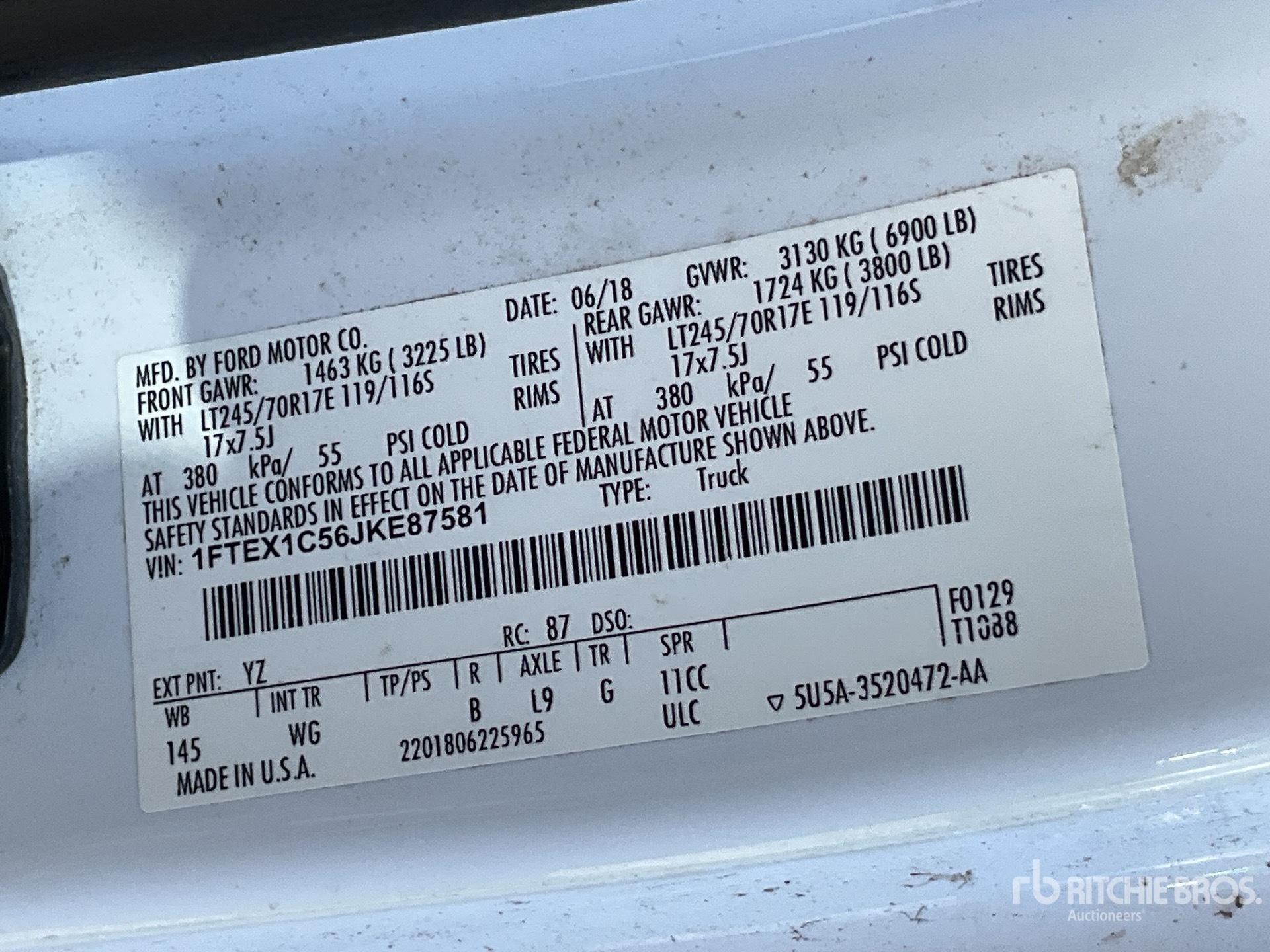 General Appearance with Serial Number / VIN