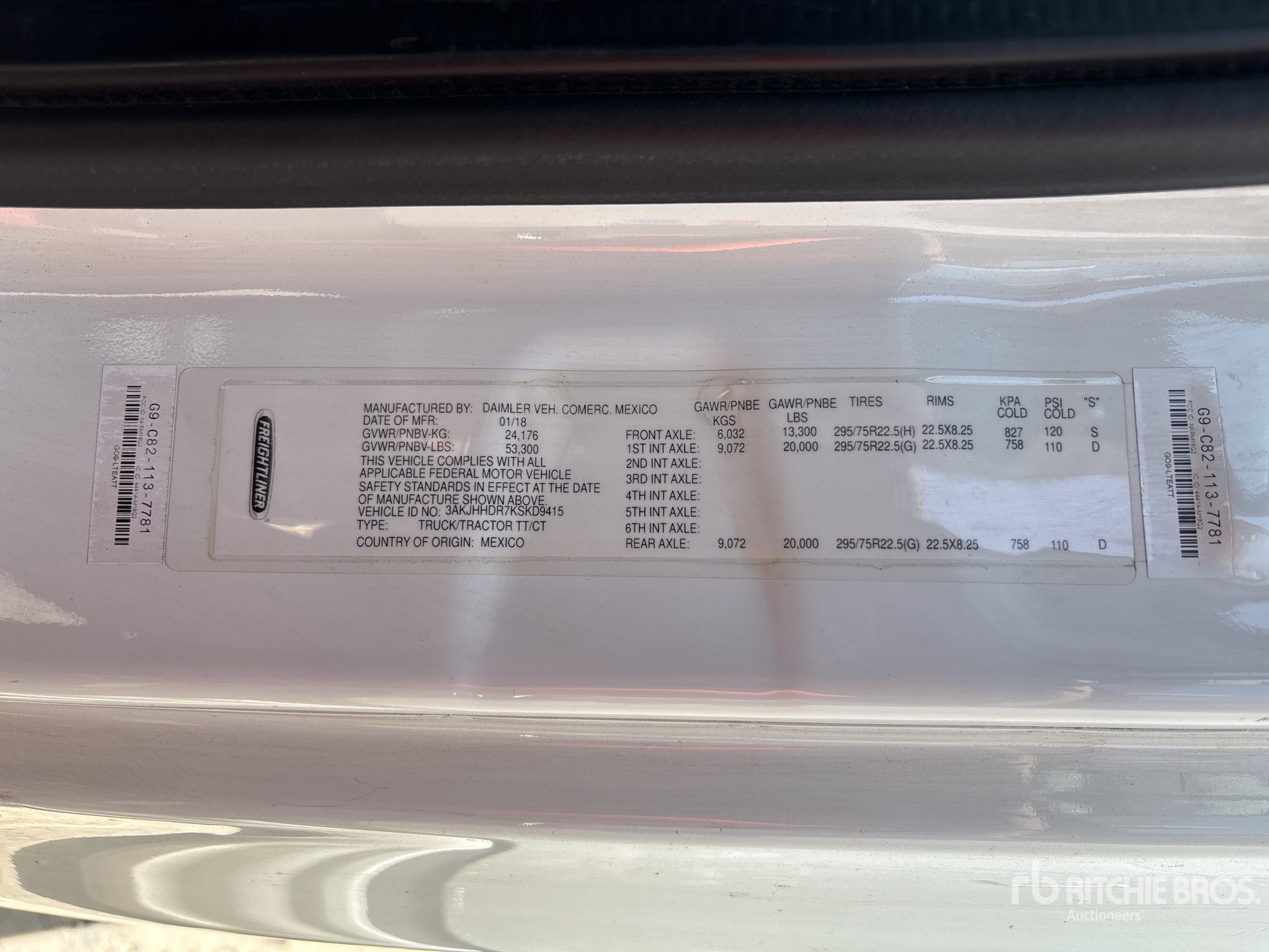 General Appearance with Serial Number / VIN
