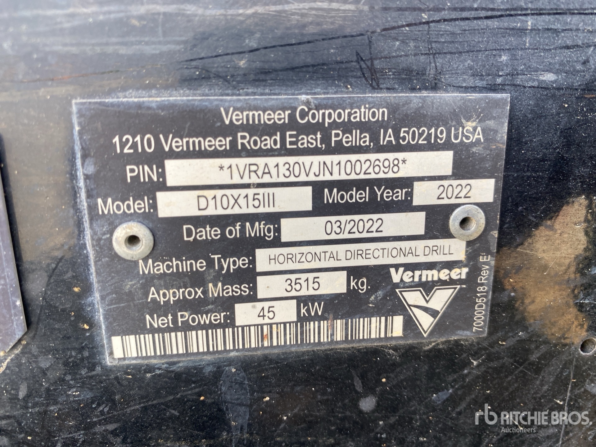 General Appearance with Serial Number / VIN