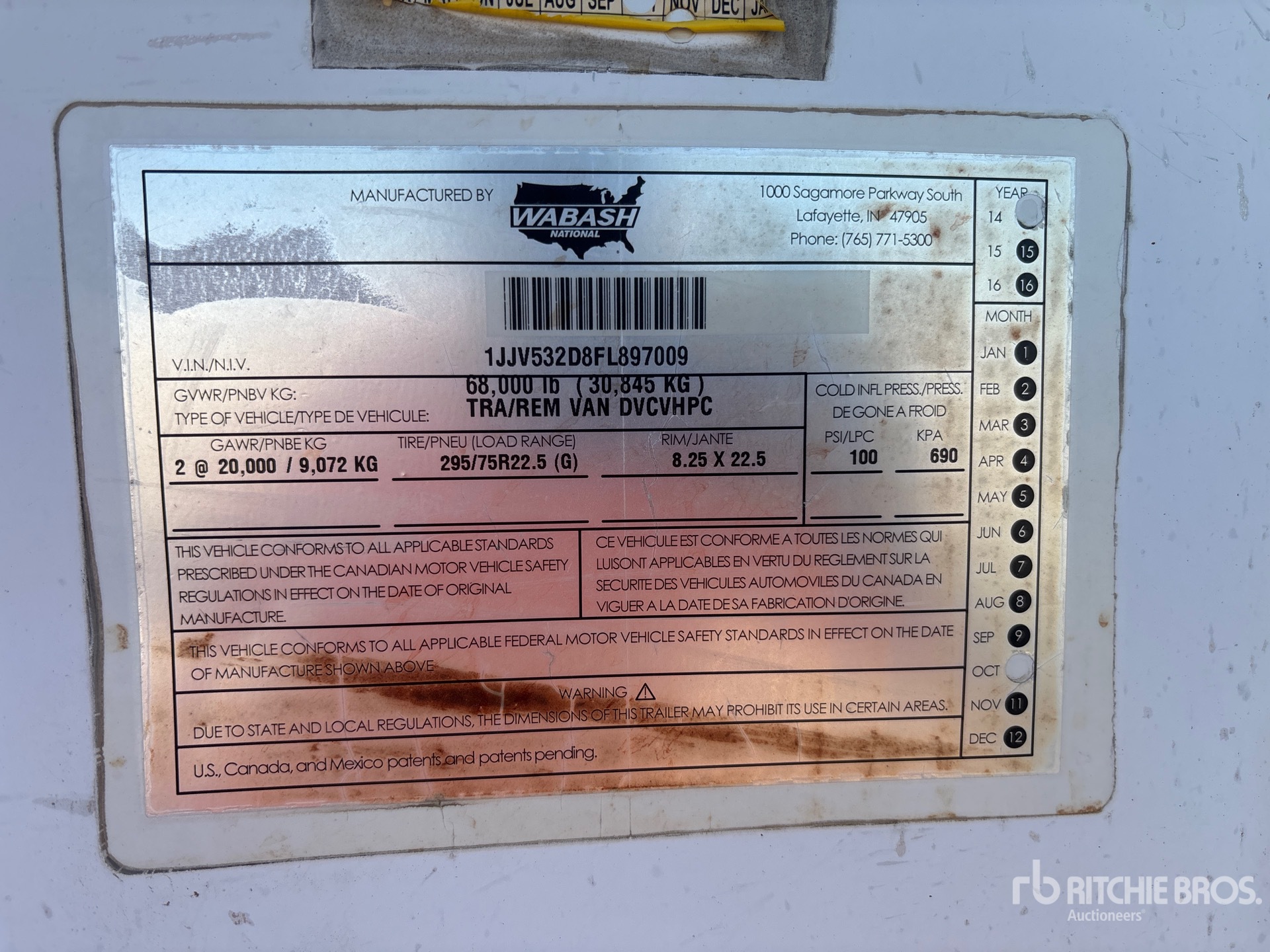General Appearance with Serial Number / VIN