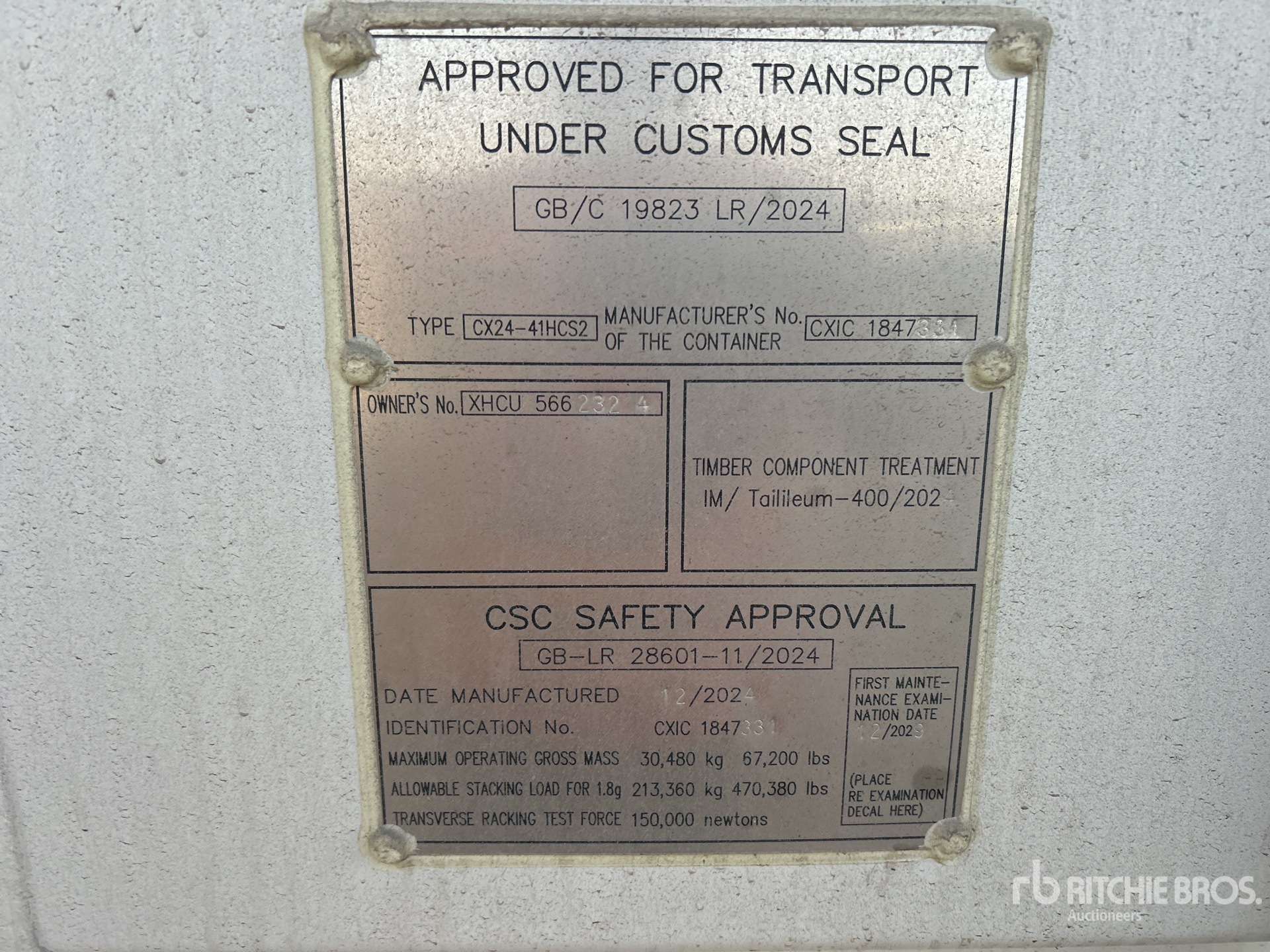 General Appearance with Serial Number / VIN