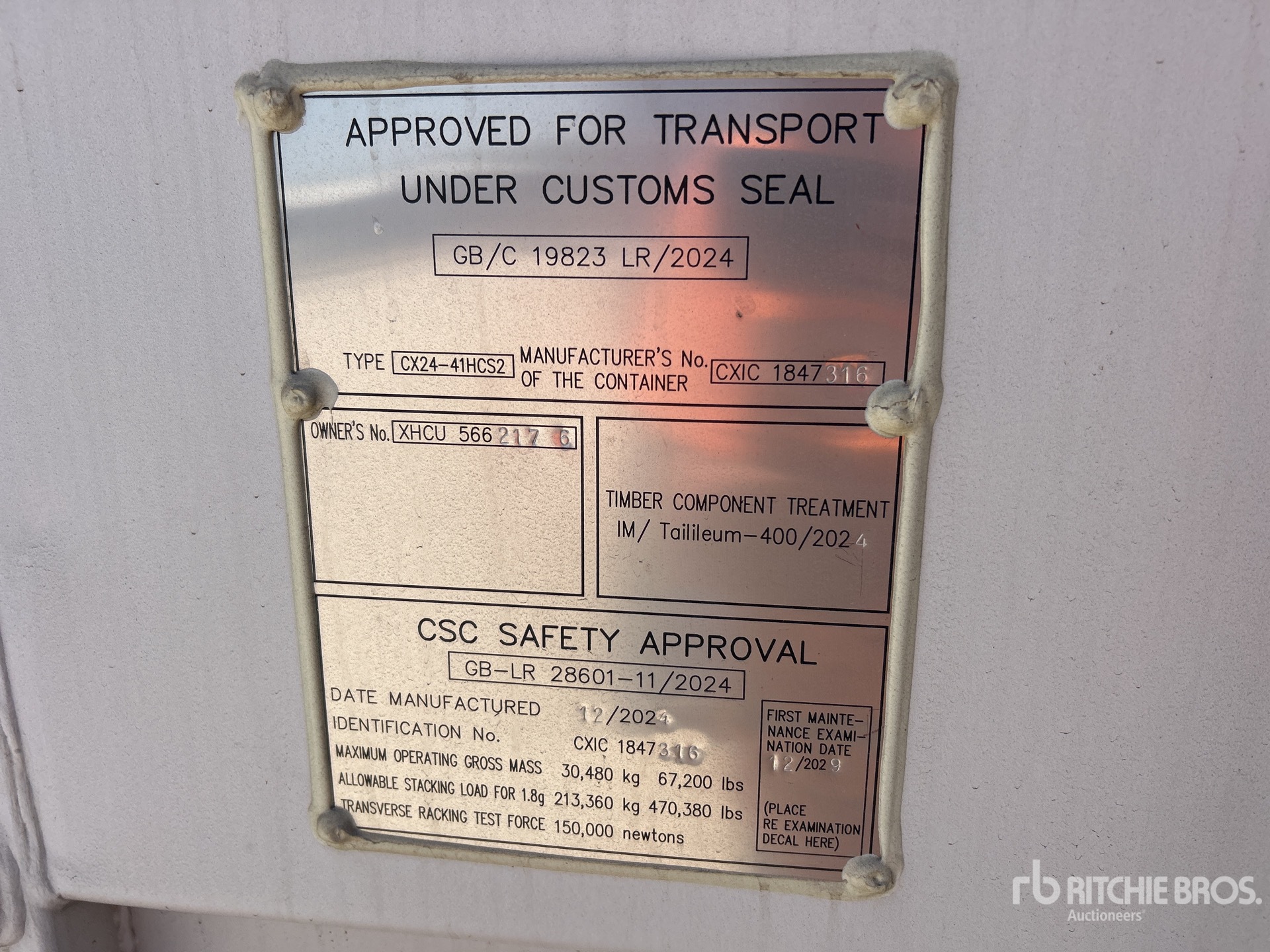 General Appearance with Serial Number / VIN
