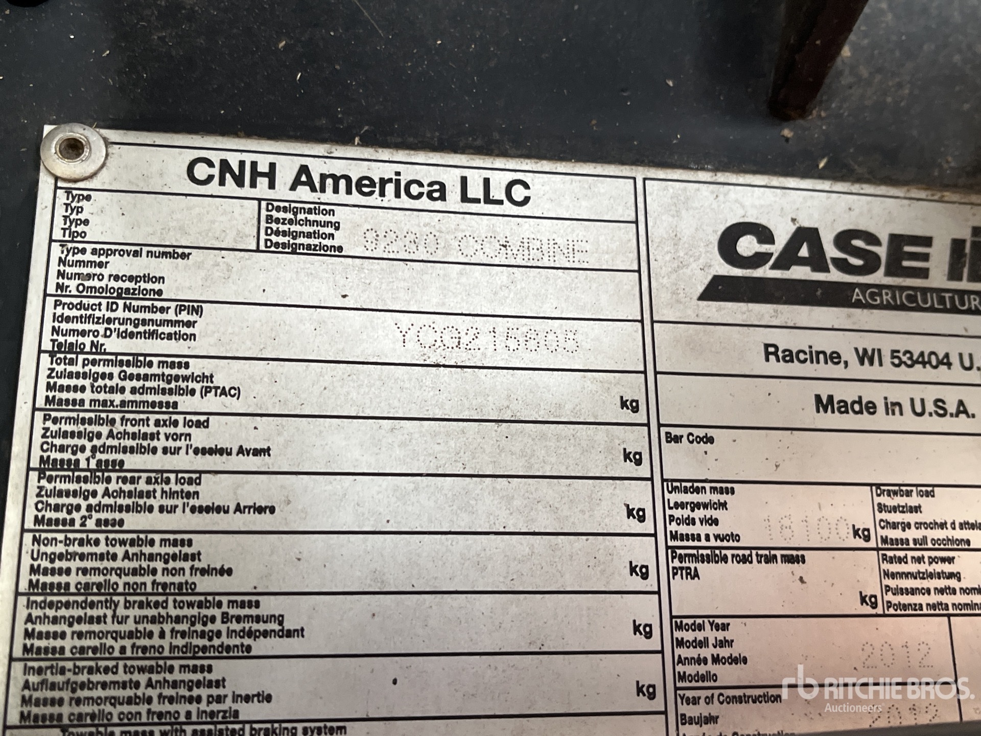 General Appearance with Serial Number / VIN