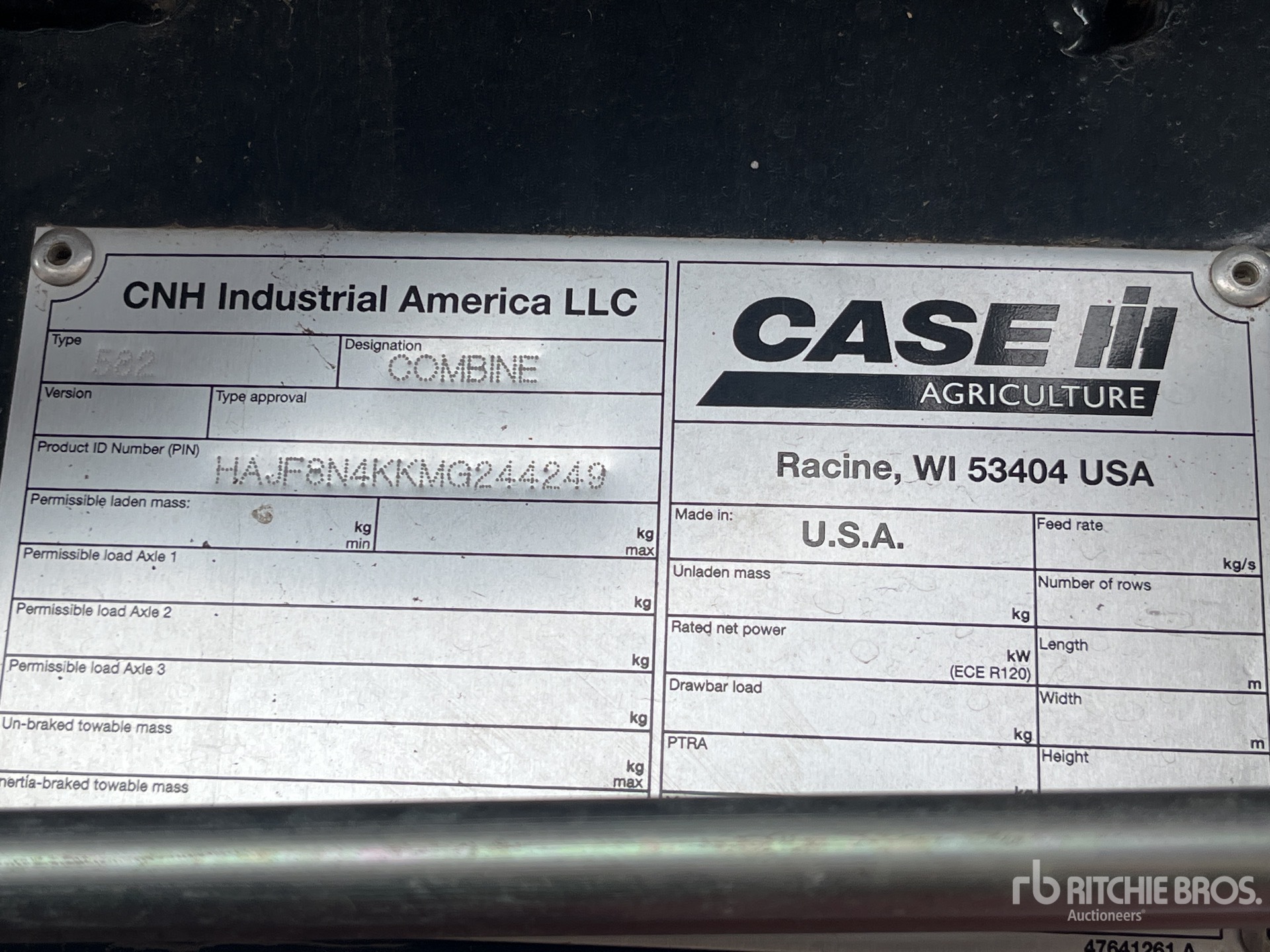 General Appearance with Serial Number / VIN