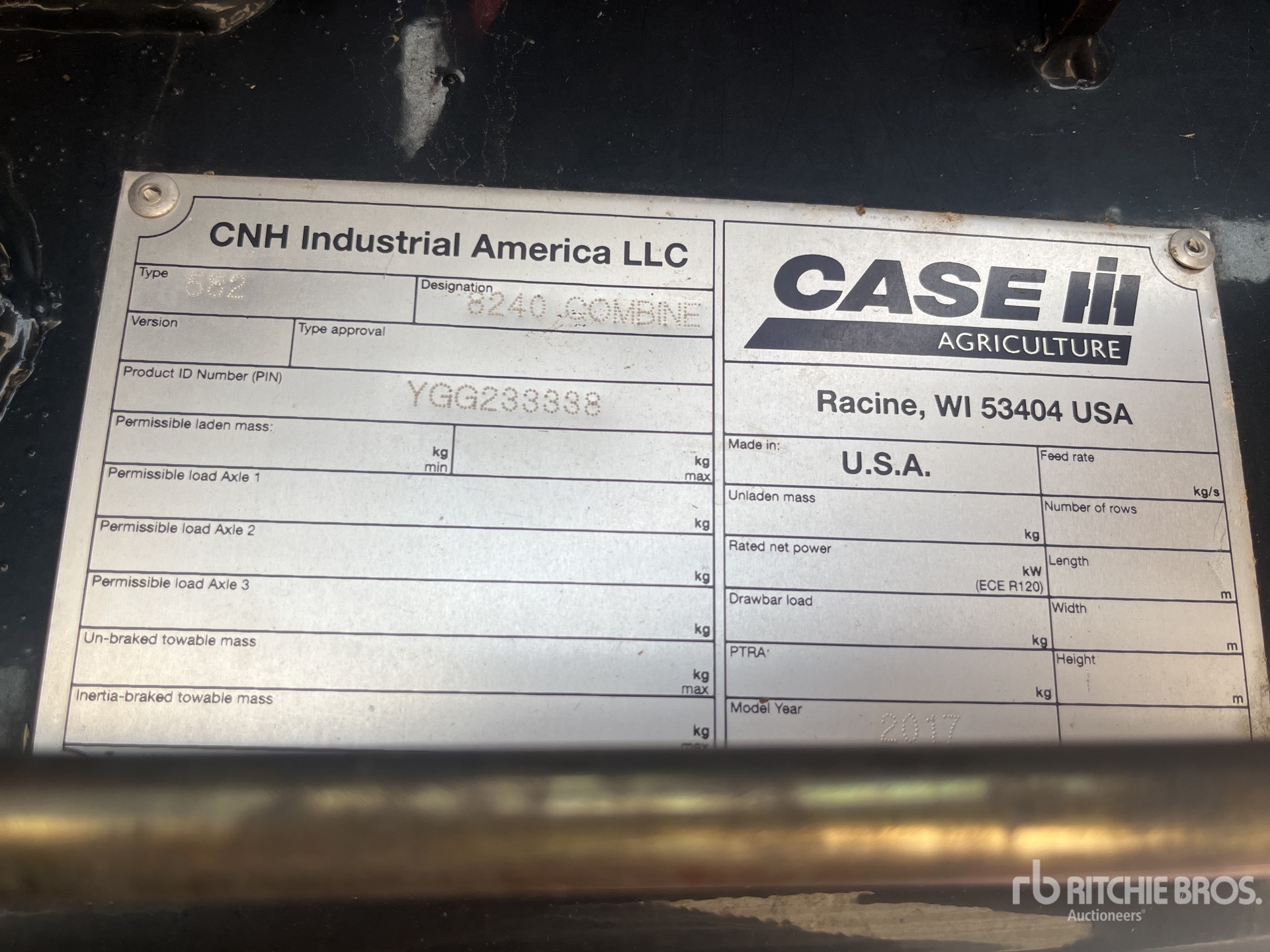 General Appearance with Serial Number / VIN