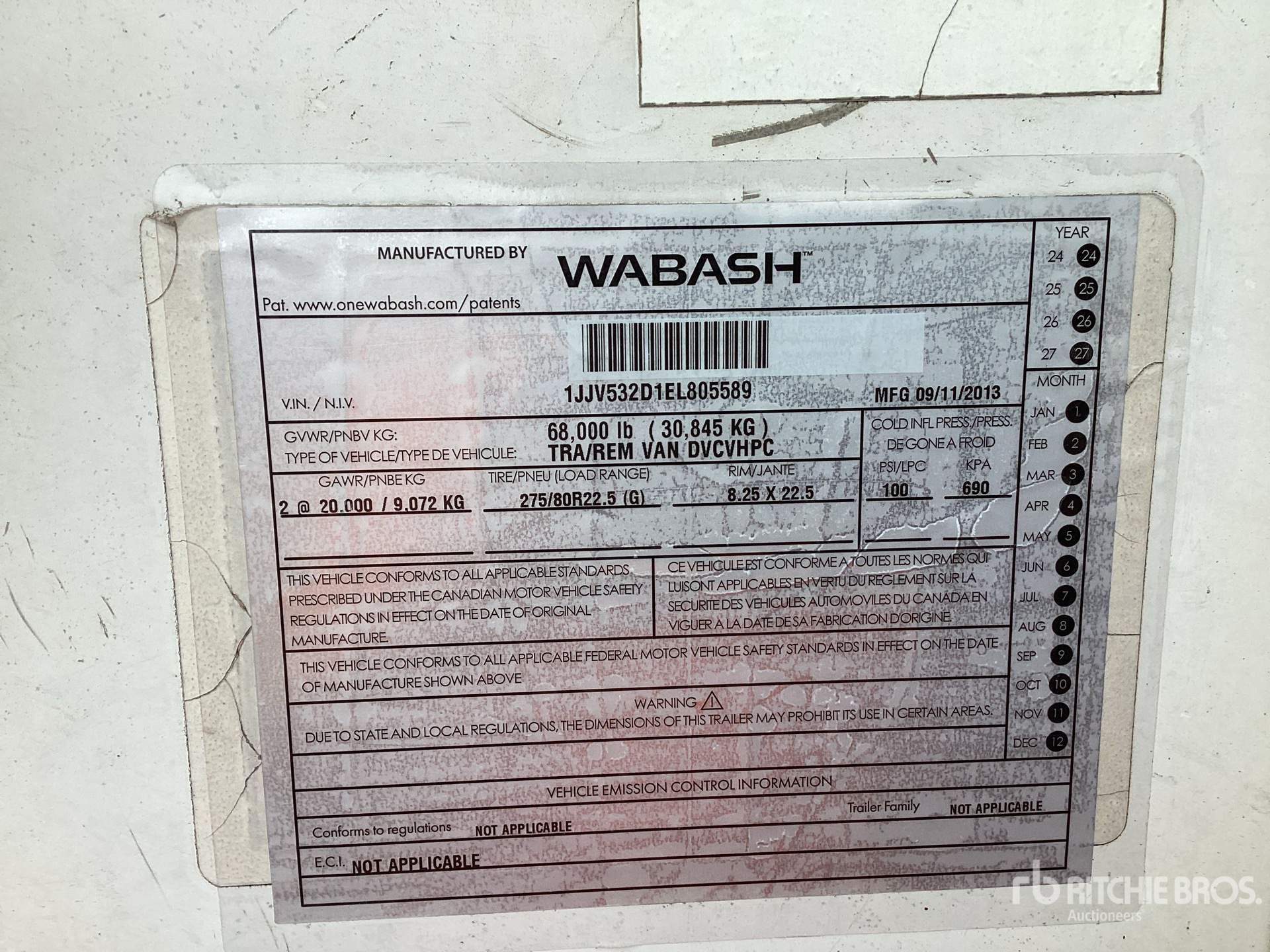 General Appearance with Serial Number / VIN