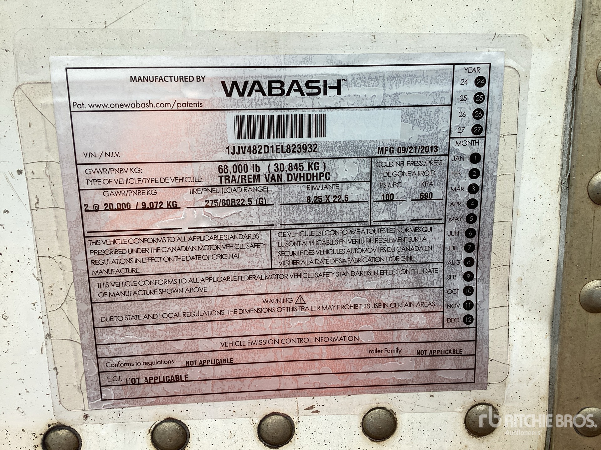 General Appearance with Serial Number / VIN