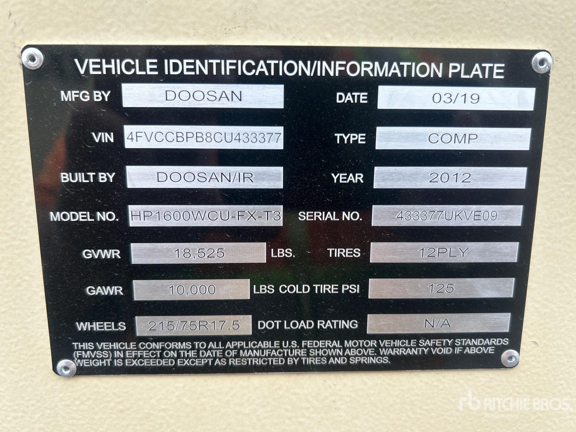 General Appearance with Serial Number / VIN