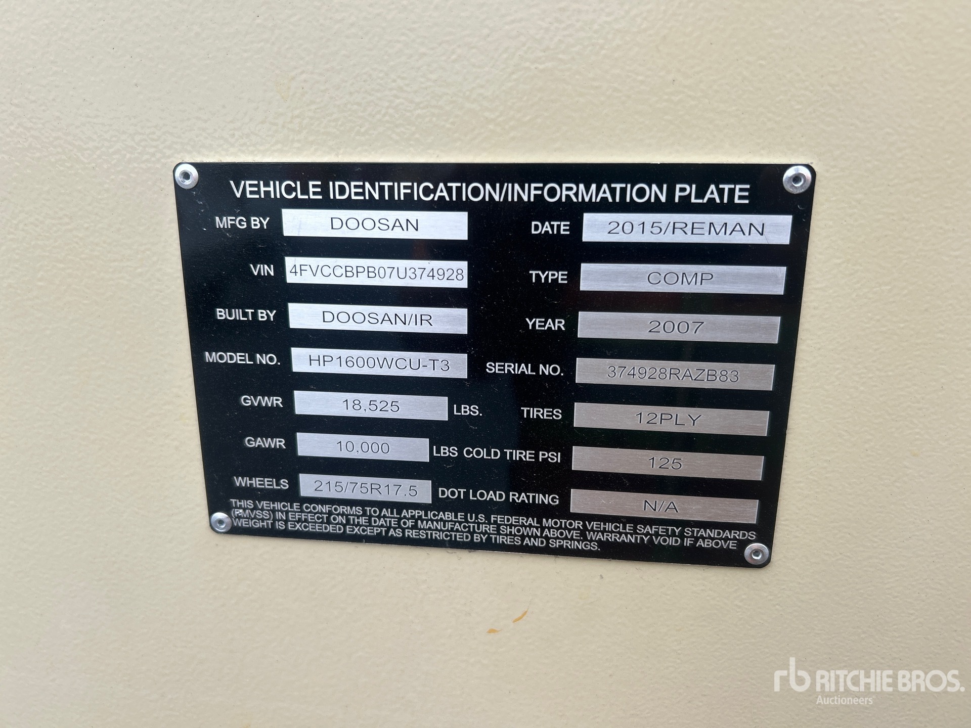 General Appearance with Serial Number / VIN