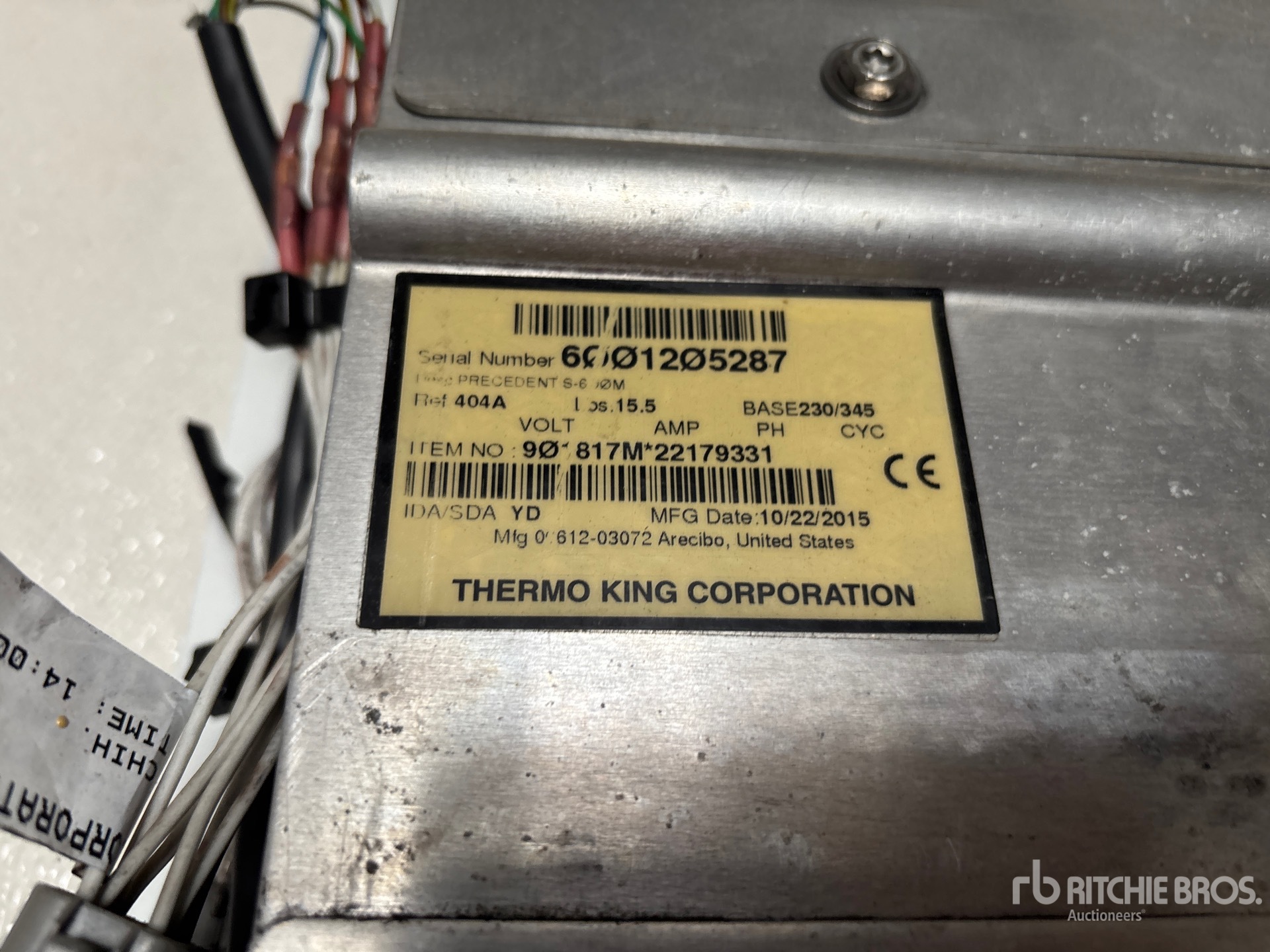 General Appearance with Refrigeration Unit Serial Number