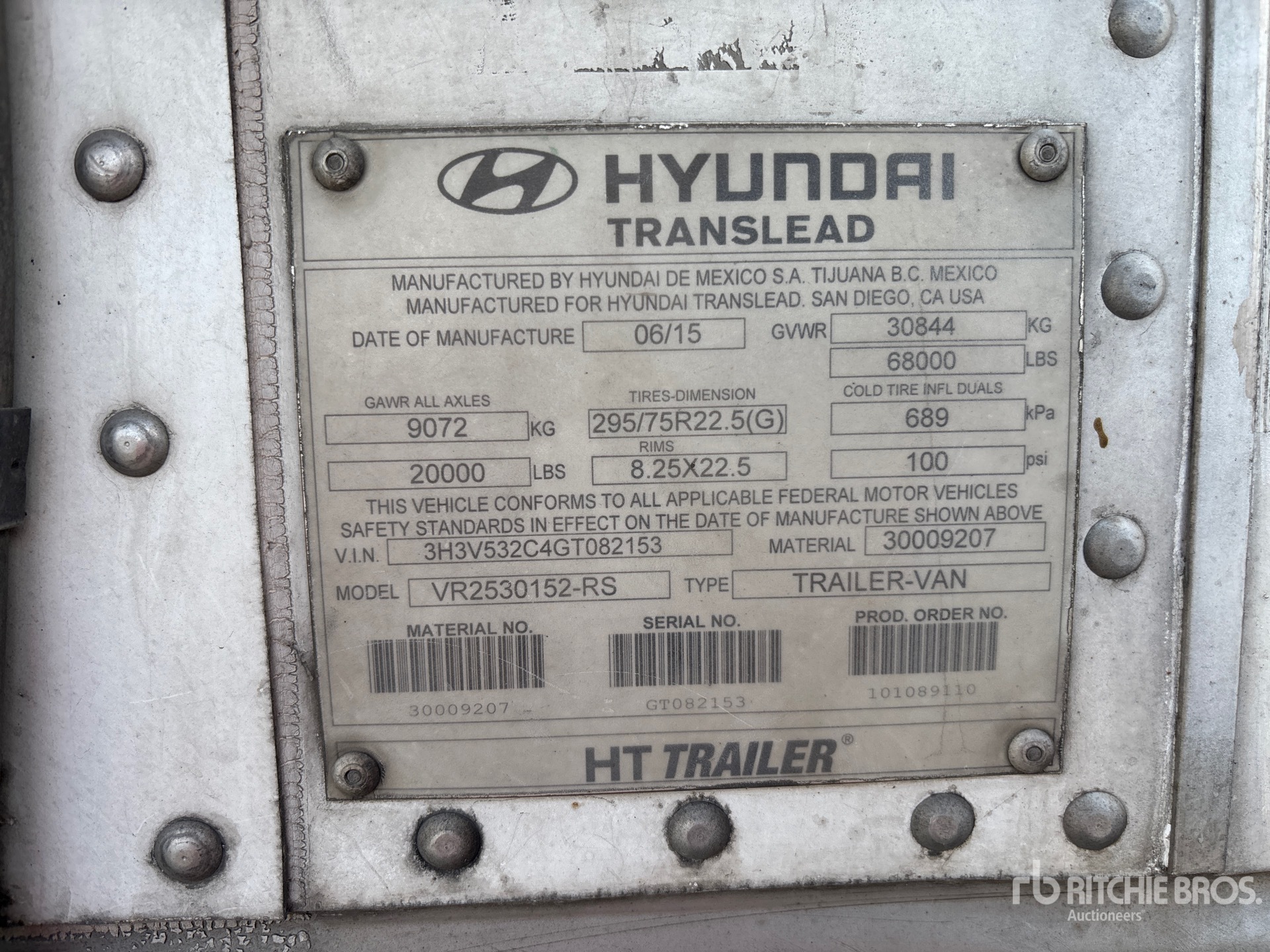 General Appearance with Serial Number / VIN