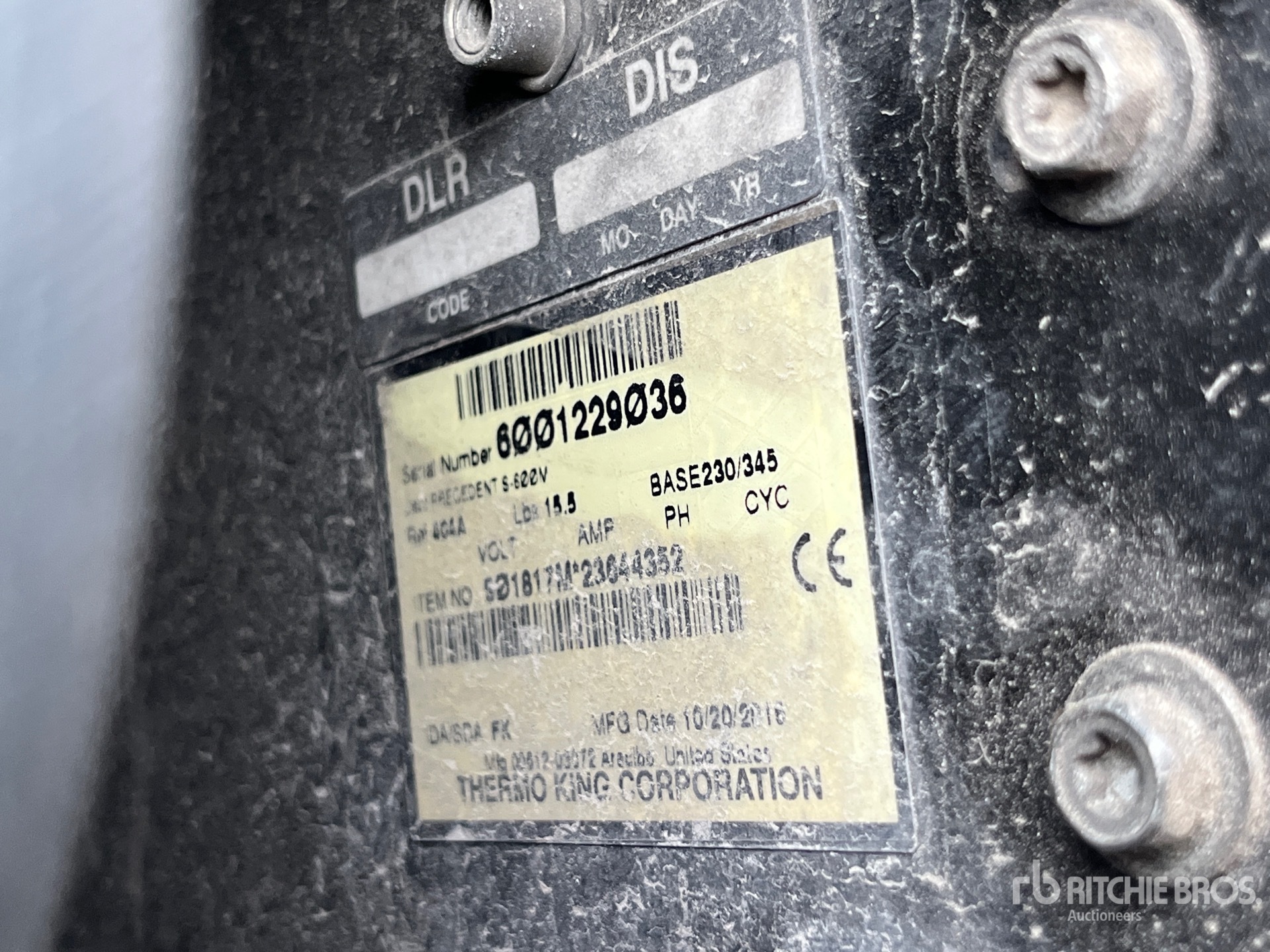 General Appearance with Refrigeration Unit Serial Number