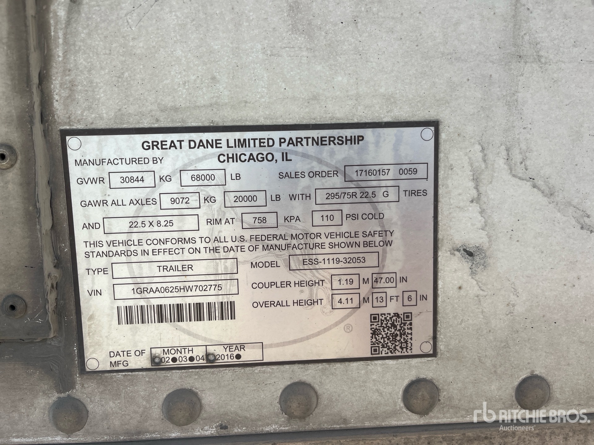 General Appearance with Serial Number / VIN