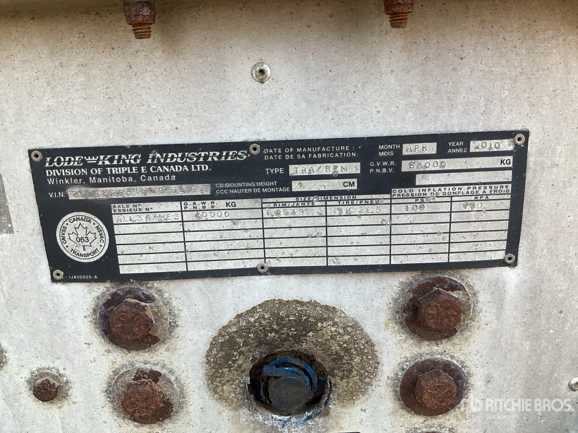 General Appearance with Serial Number / VIN