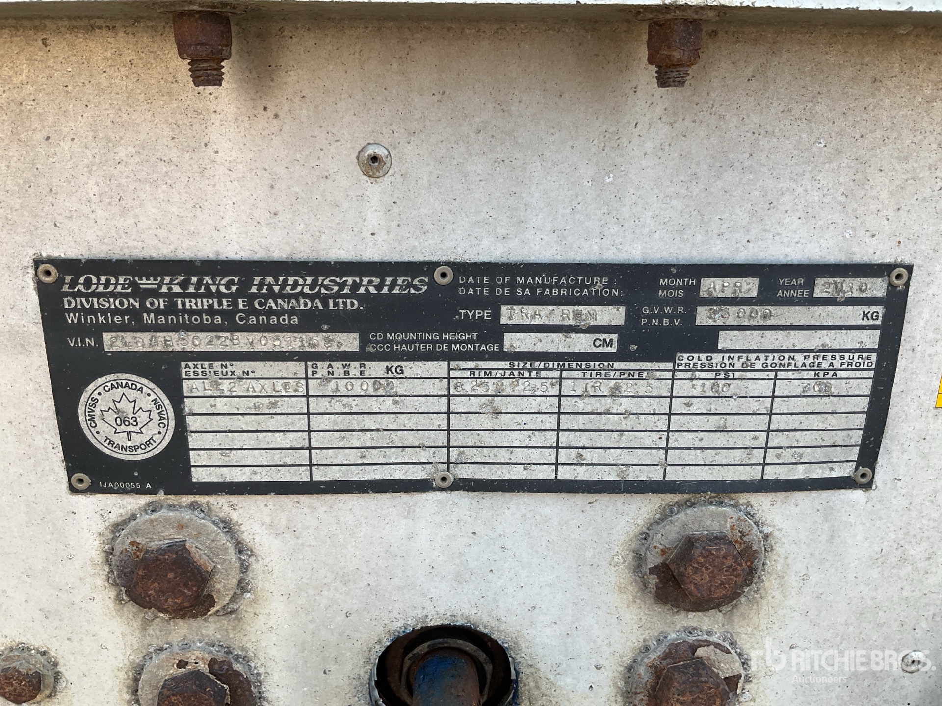 General Appearance with Serial Number / VIN