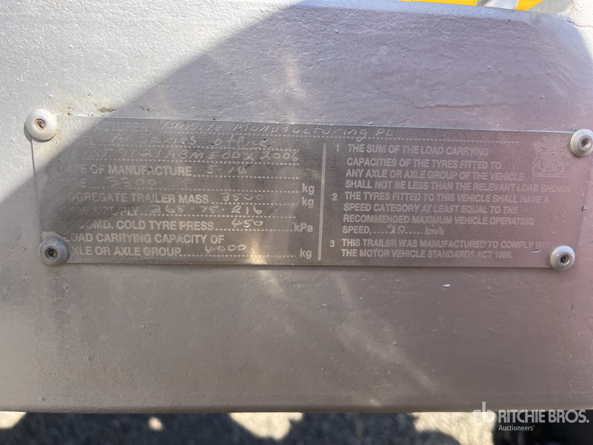 General Appearance with Serial Number / VIN