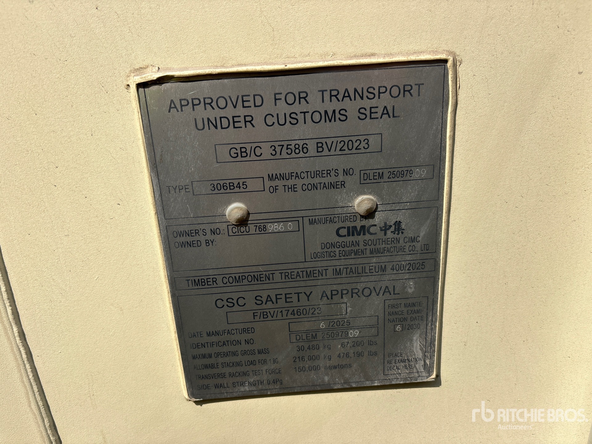 General Appearance with Serial Number / VIN