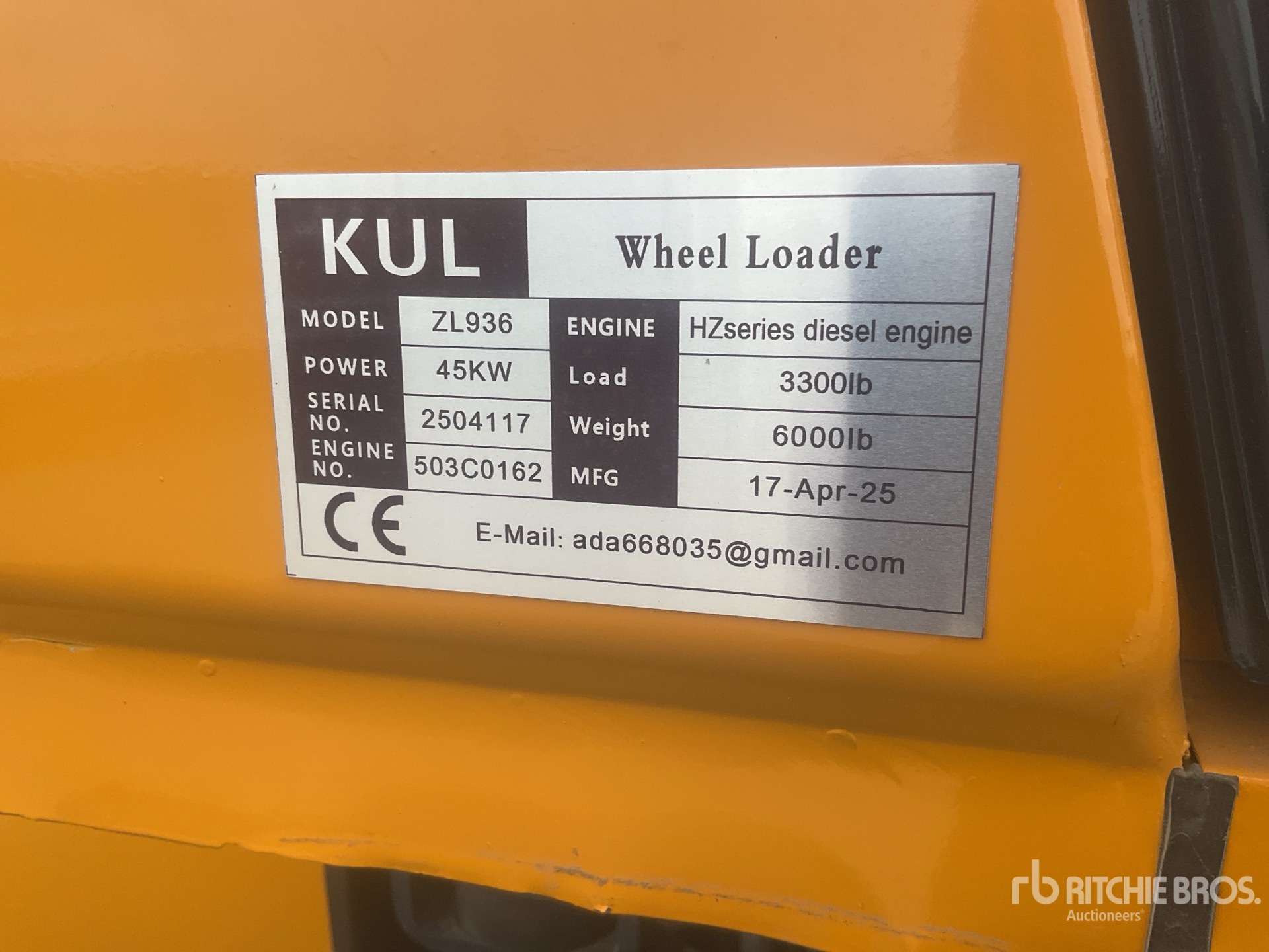 General Appearance with Serial Number / VIN