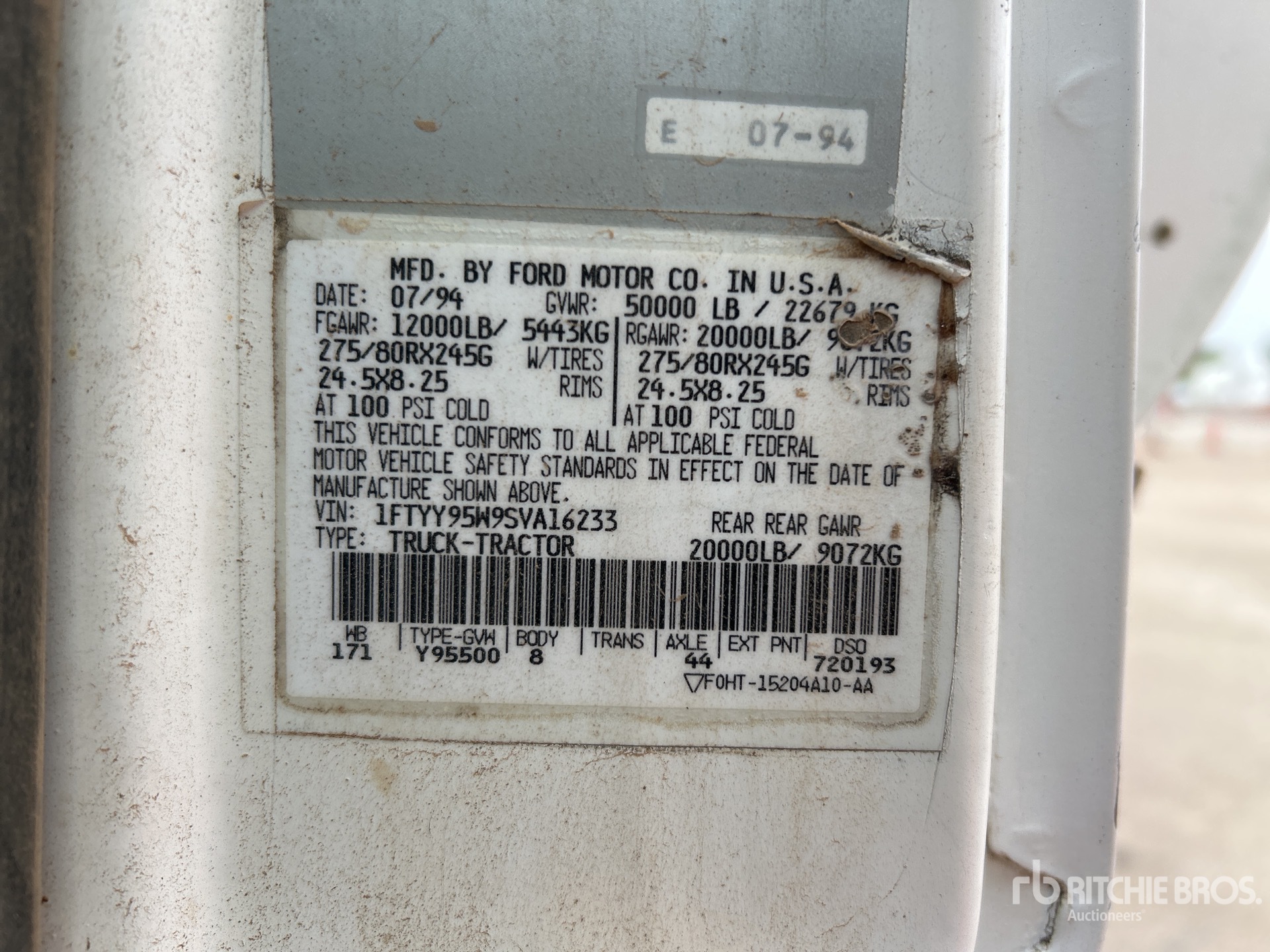 General Appearance with Serial Number / VIN