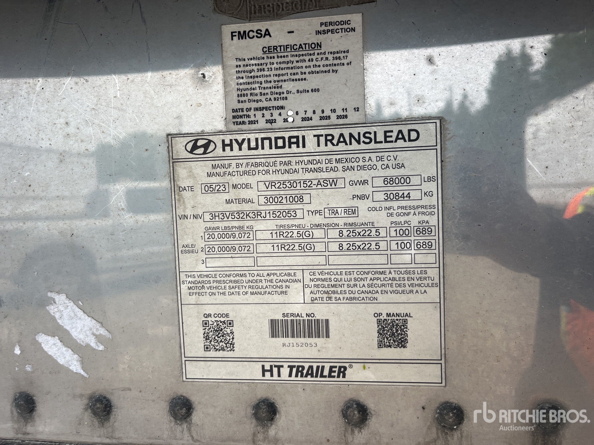 General Appearance with Serial Number / VIN