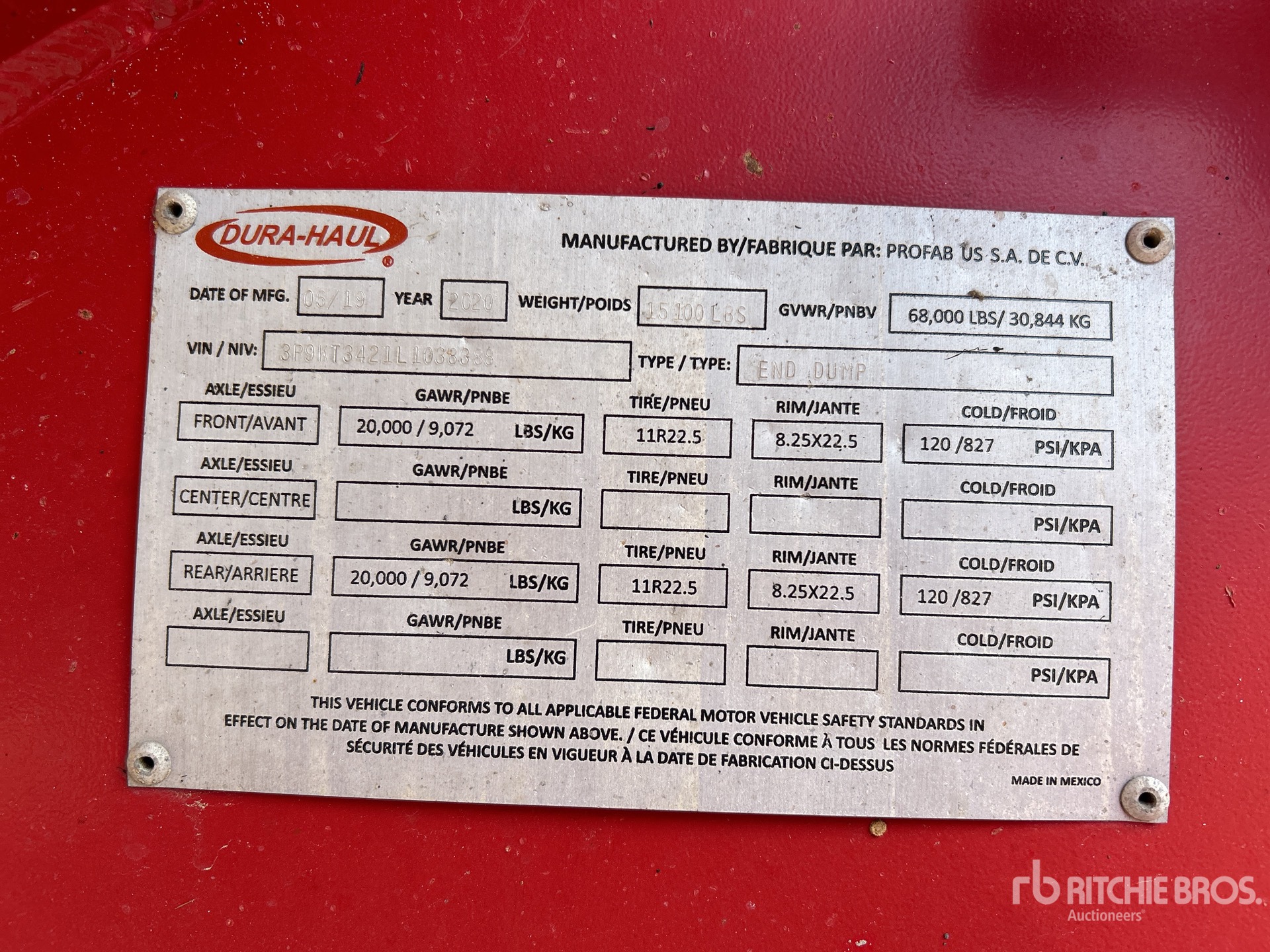 General Appearance with Serial Number / VIN