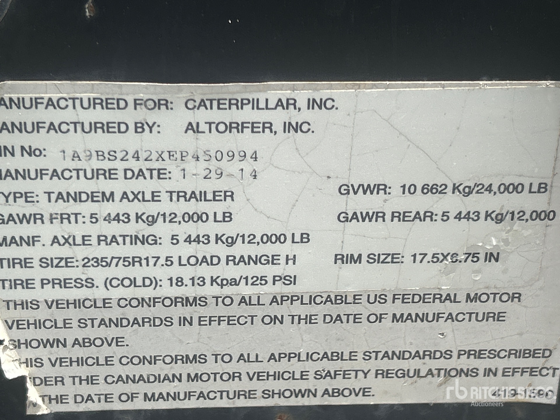 General Appearance with Serial Number / VIN