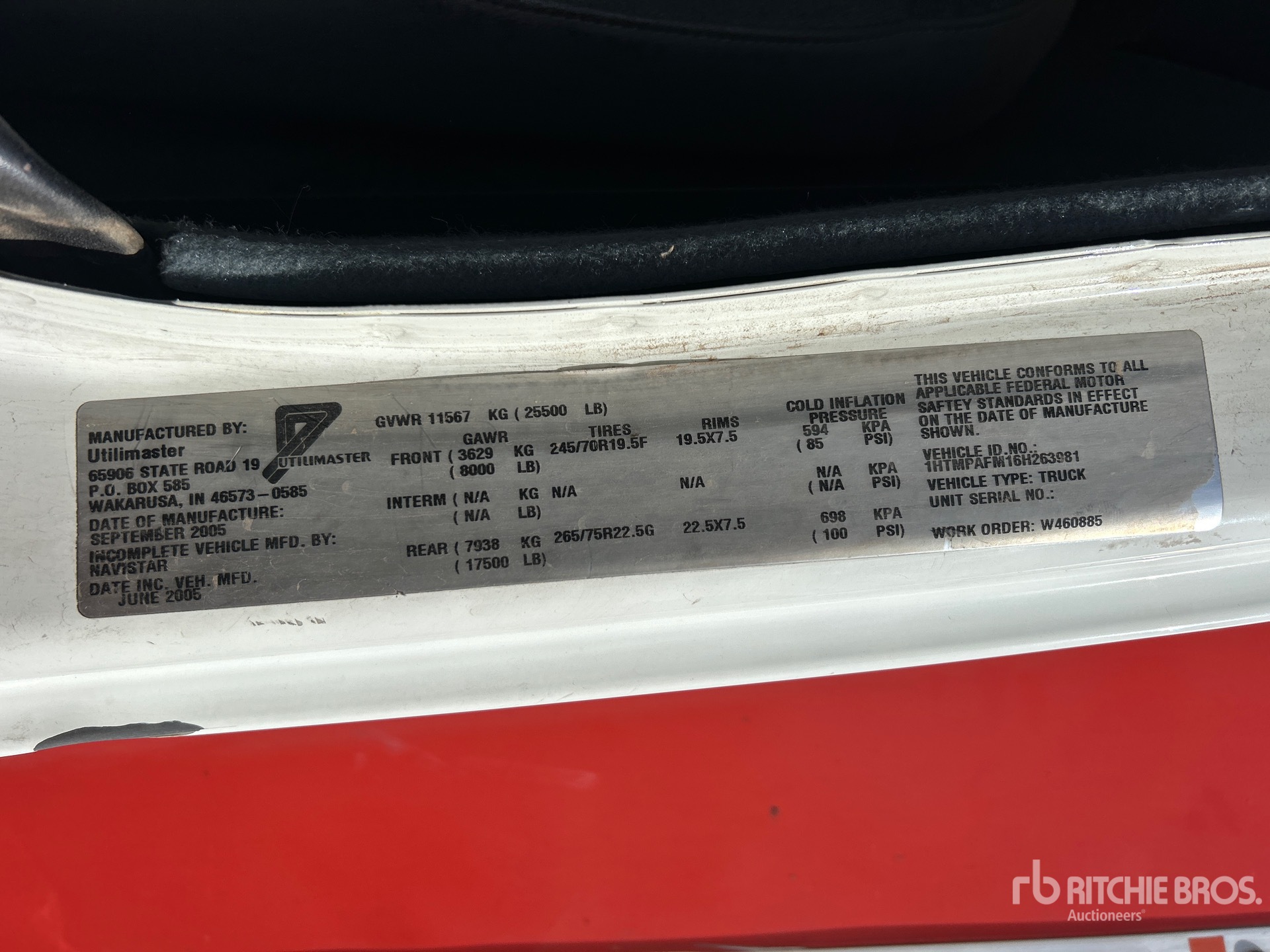 General Appearance with Serial Number / VIN