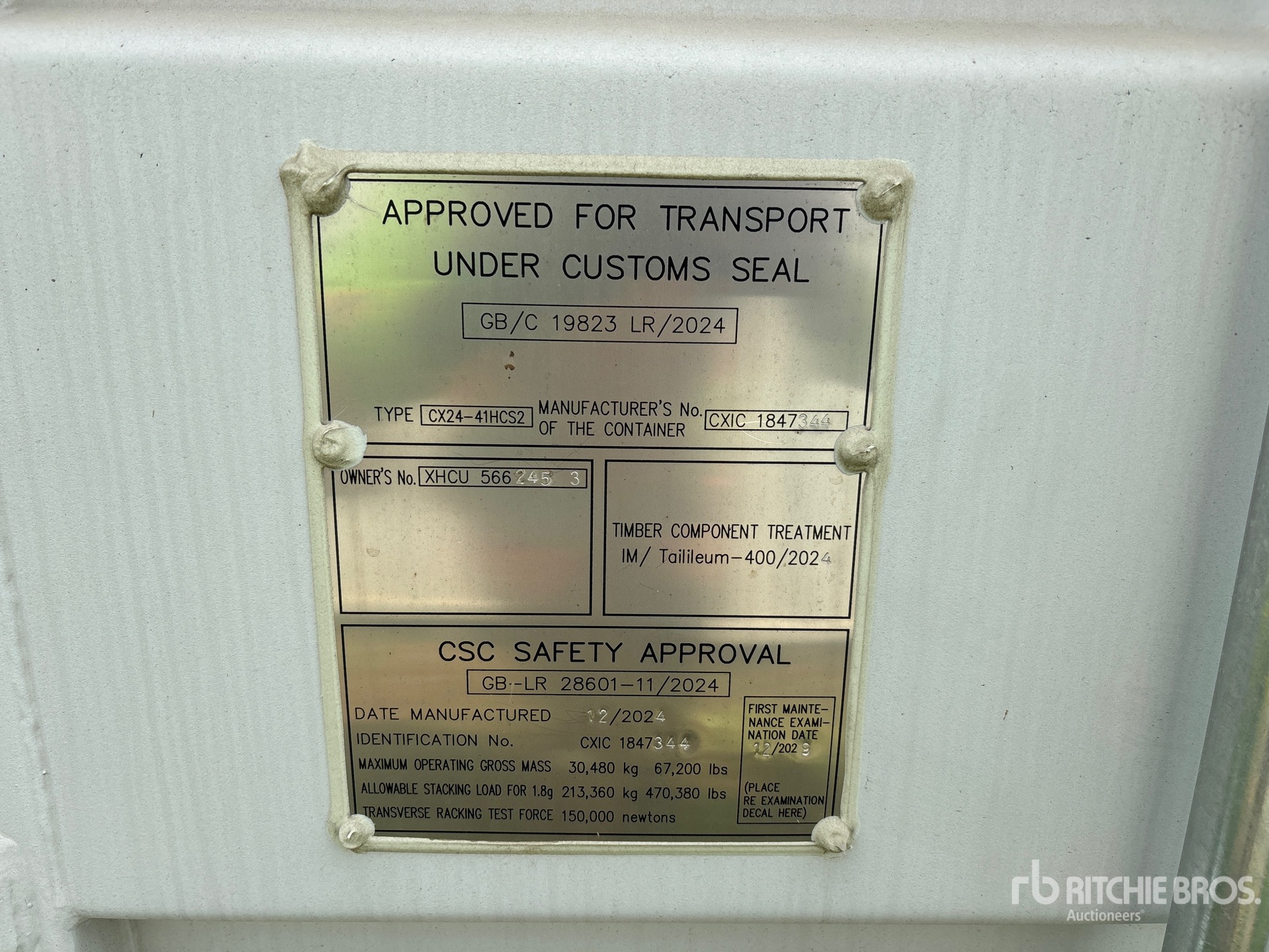 General Appearance with Serial Number / VIN