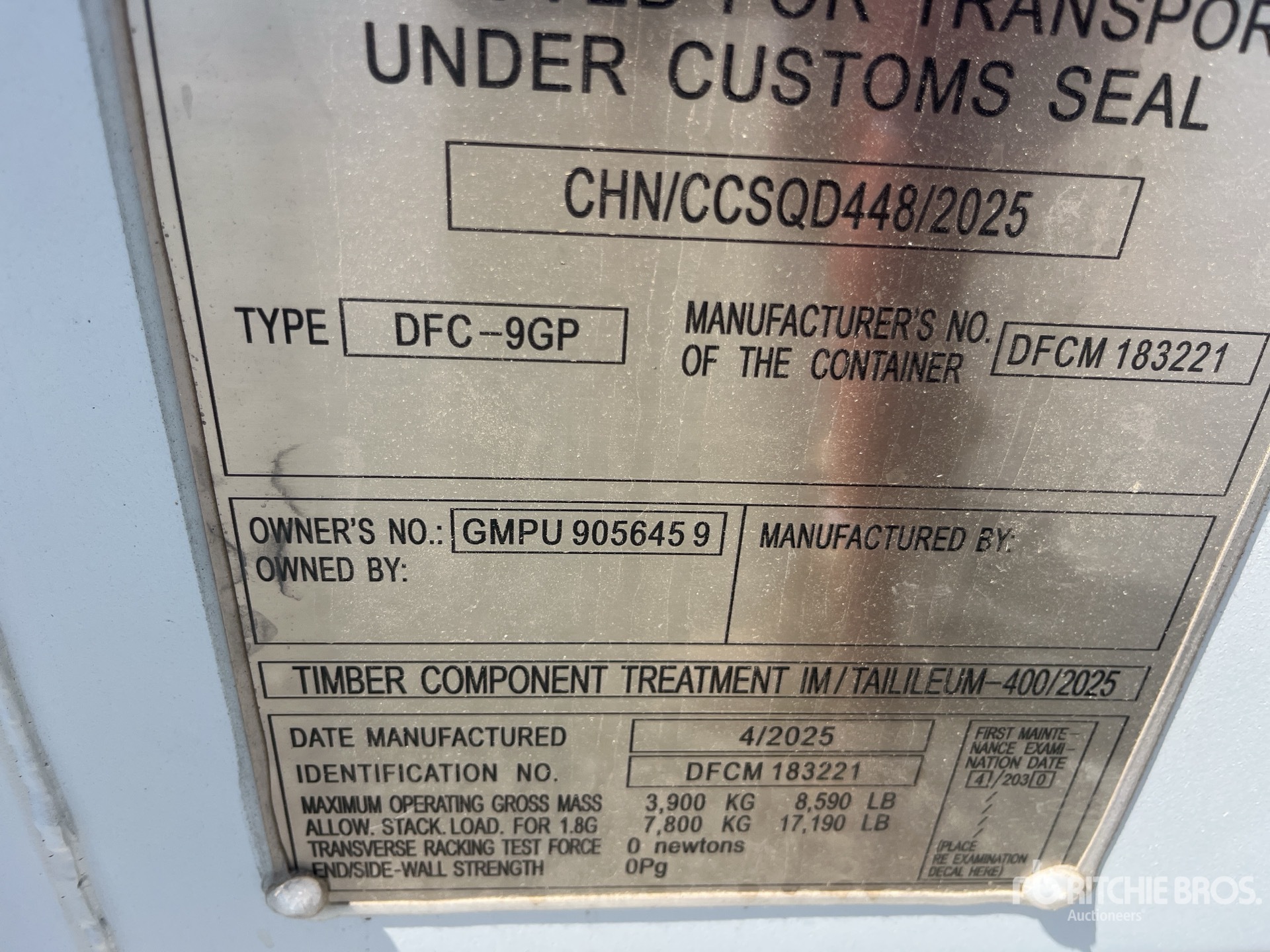General Appearance with Serial Number / VIN