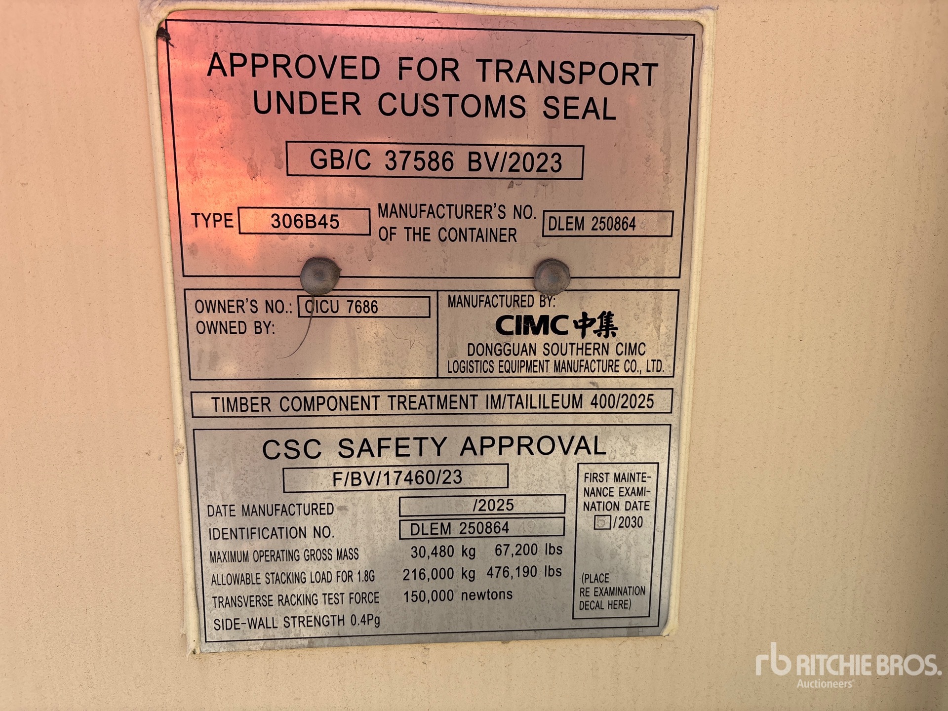 General Appearance with Serial Number / VIN