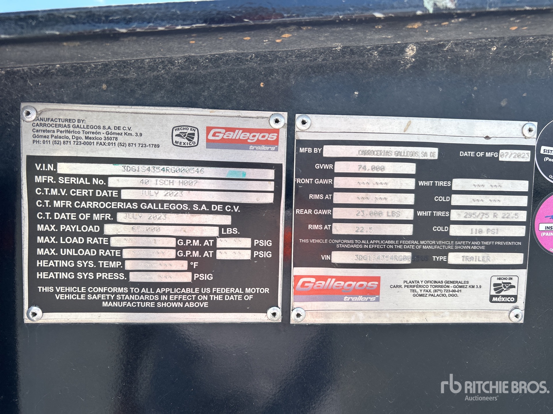 General Appearance with Serial Number / VIN