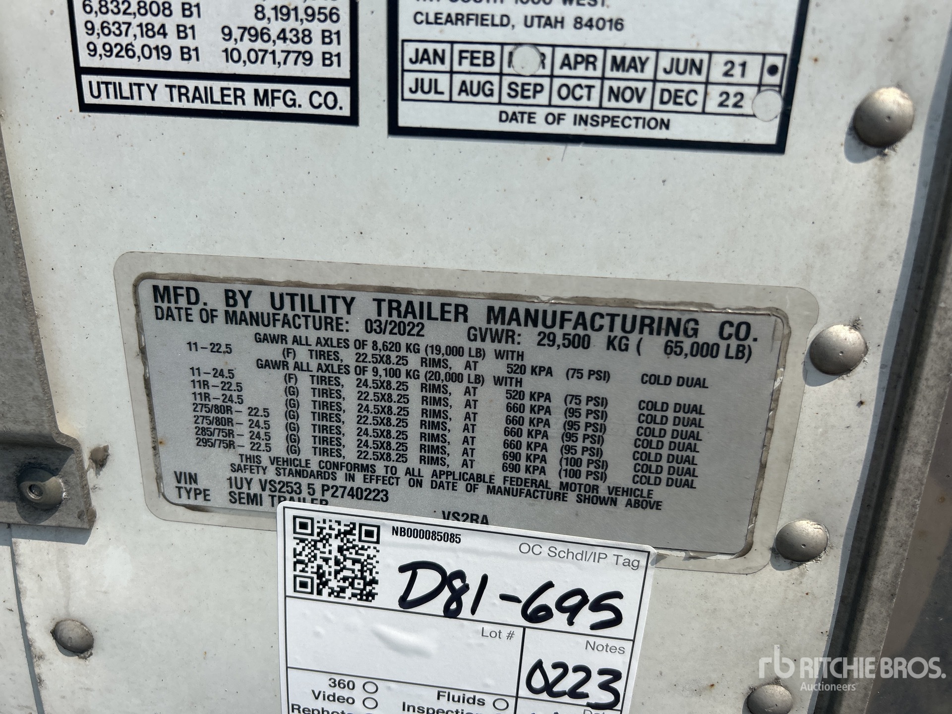General Appearance with Serial Number / VIN