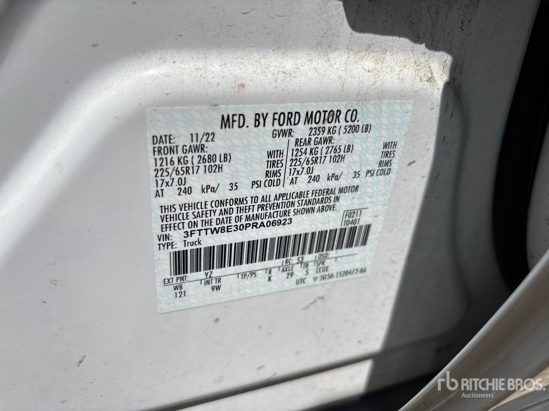 General Appearance with Serial Number / VIN