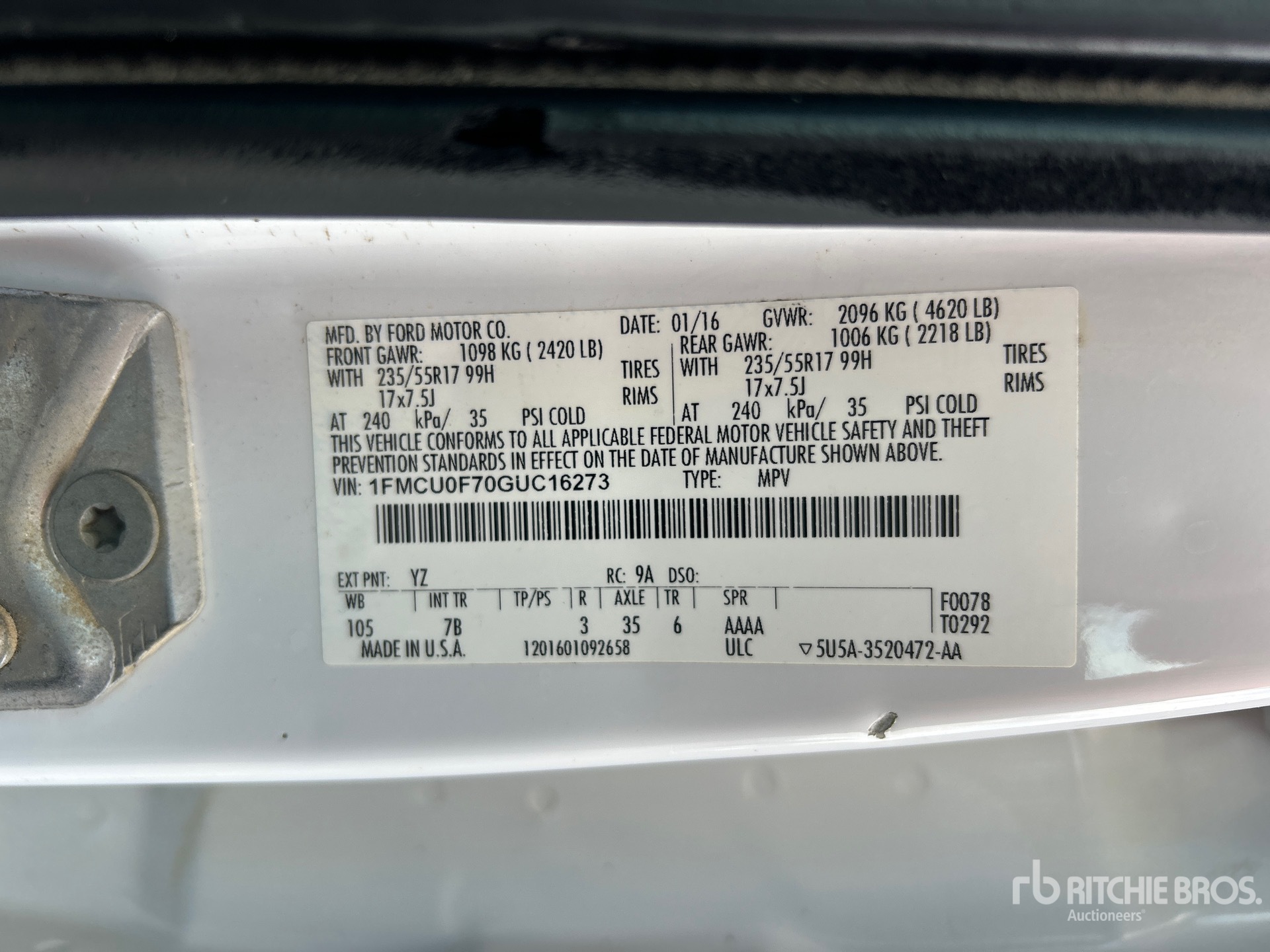 General Appearance with Serial Number / VIN