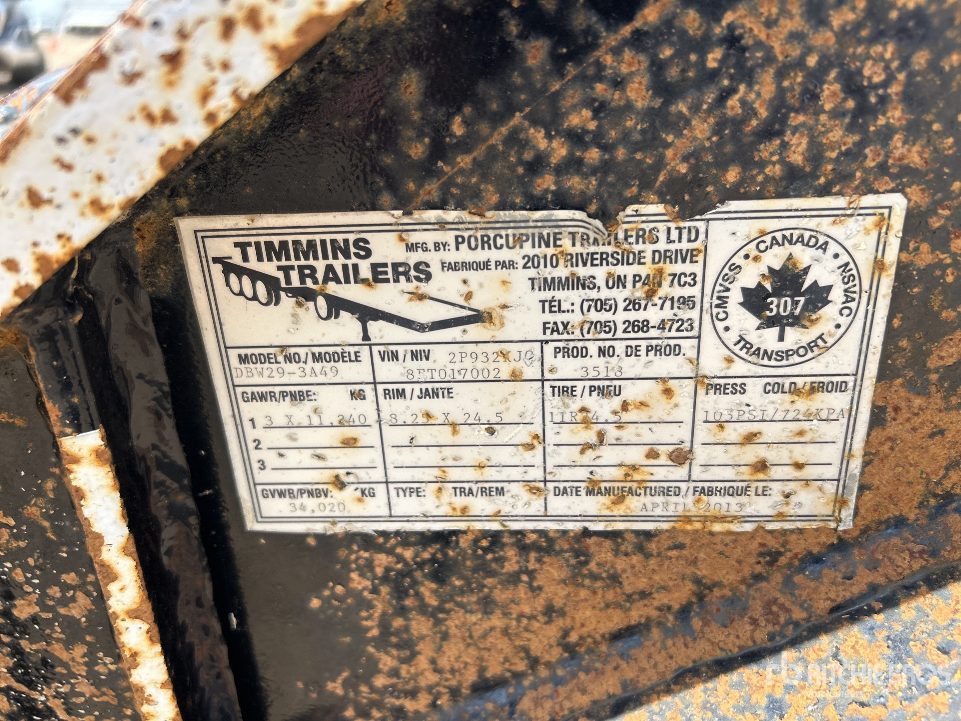 General Appearance with Serial Number / VIN