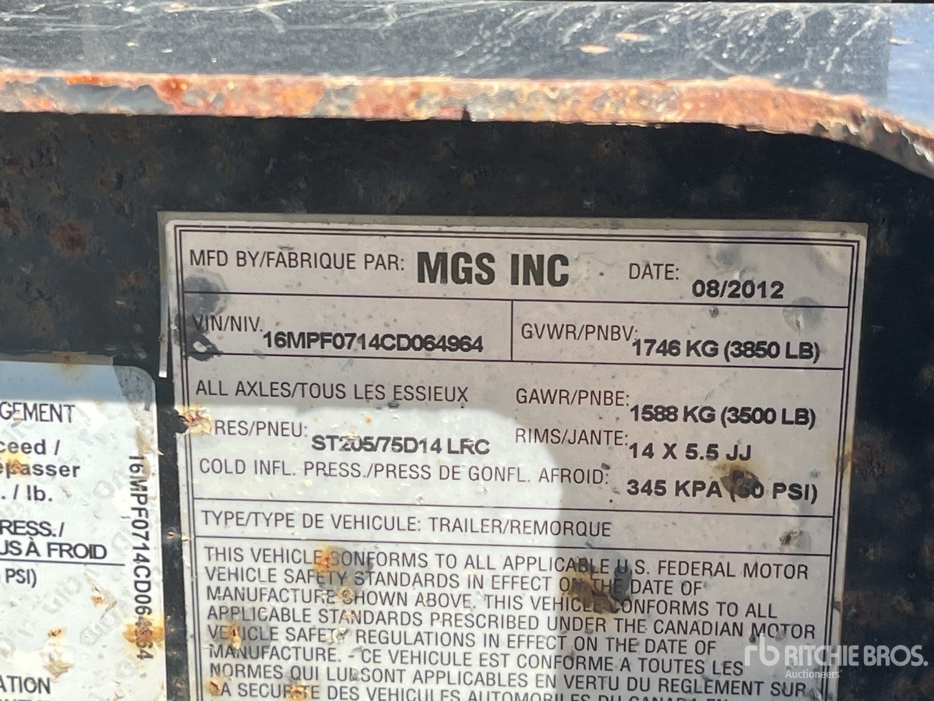 General Appearance with Serial Number / VIN