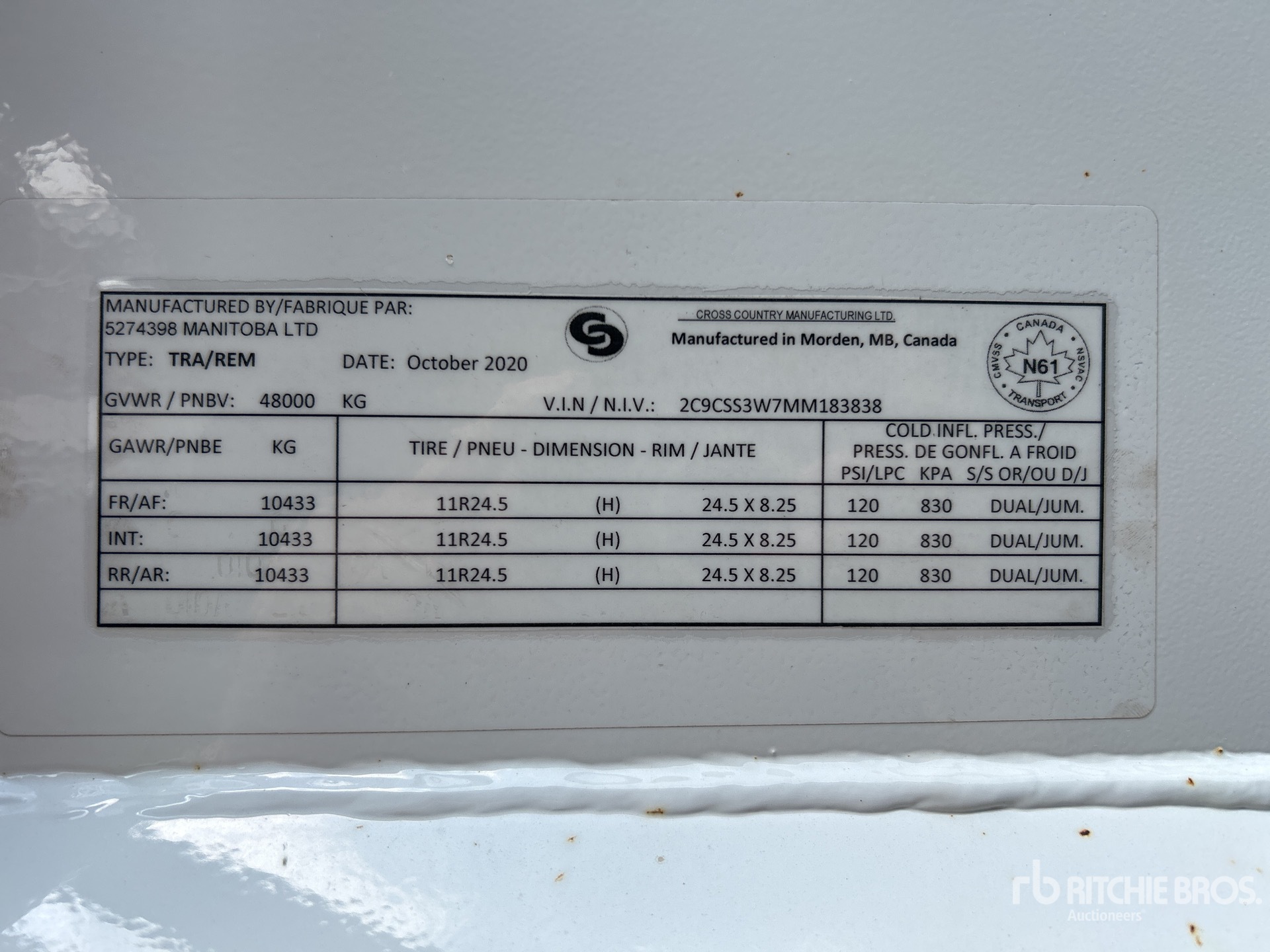 General Appearance with Serial Number / VIN