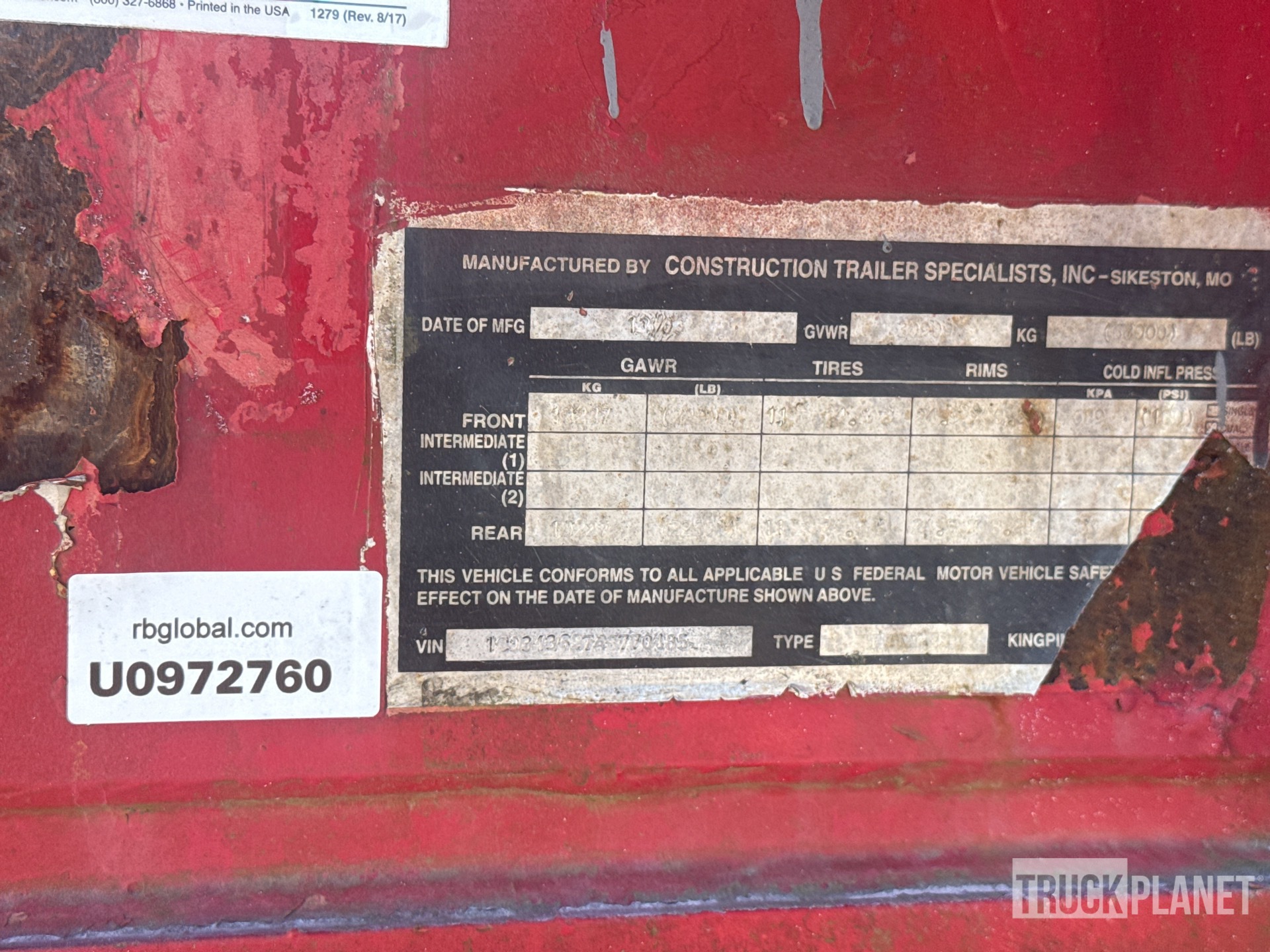 General Appearance with Serial Number / VIN