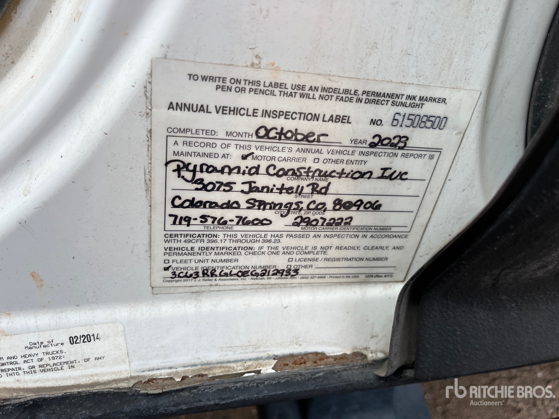 General Appearance with Serial Number / VIN